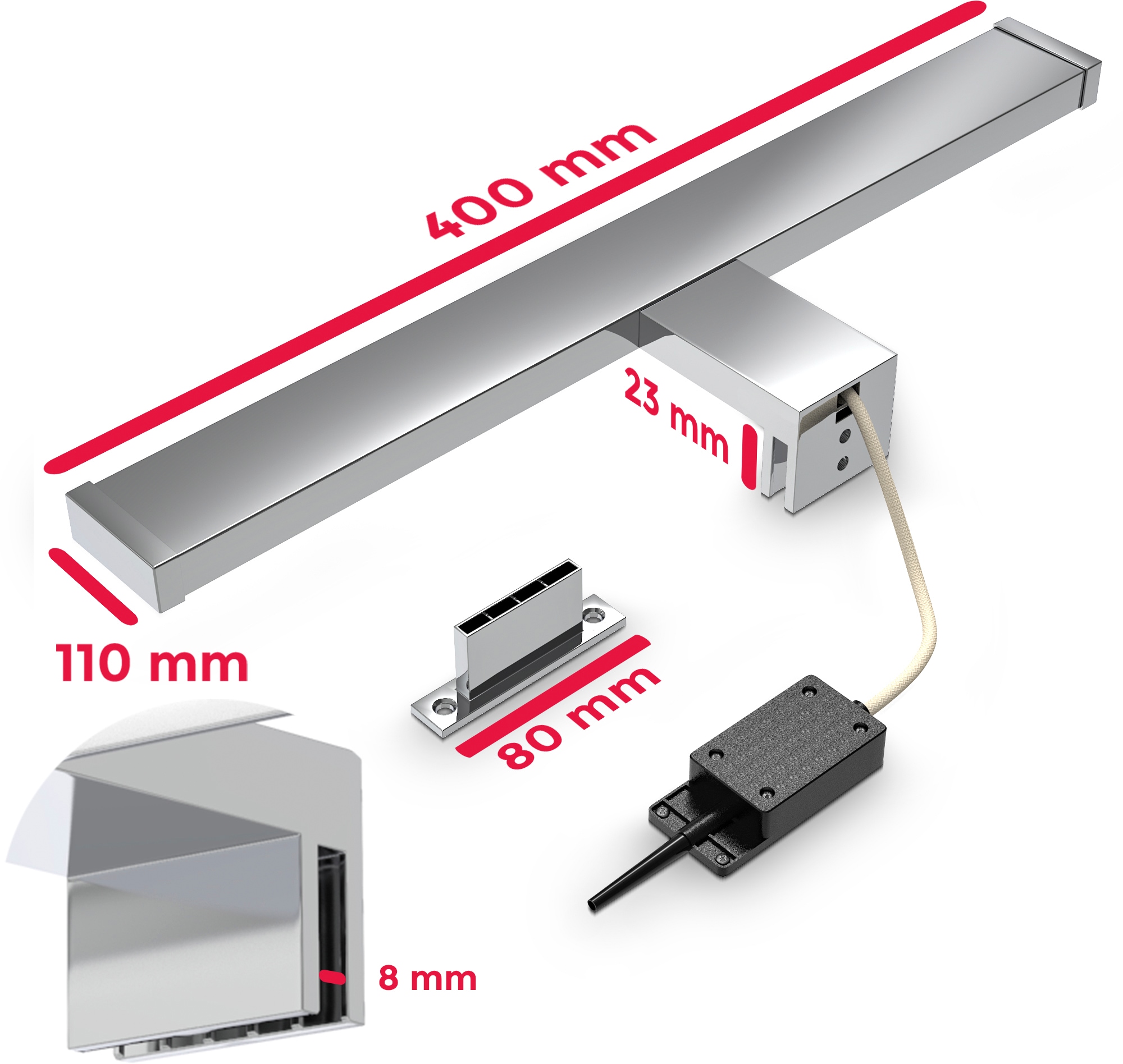 B.K.Licht Spiegelleuchte »BK_SP1230 LED Spiegellampe, Badlampe, Schminklicht, L: 40cm«, 1 flammig, Leuchtmittel LED-Modul | LED fest integriert, 4.000 K neutralweißes Licht, 600 Lm, IP44