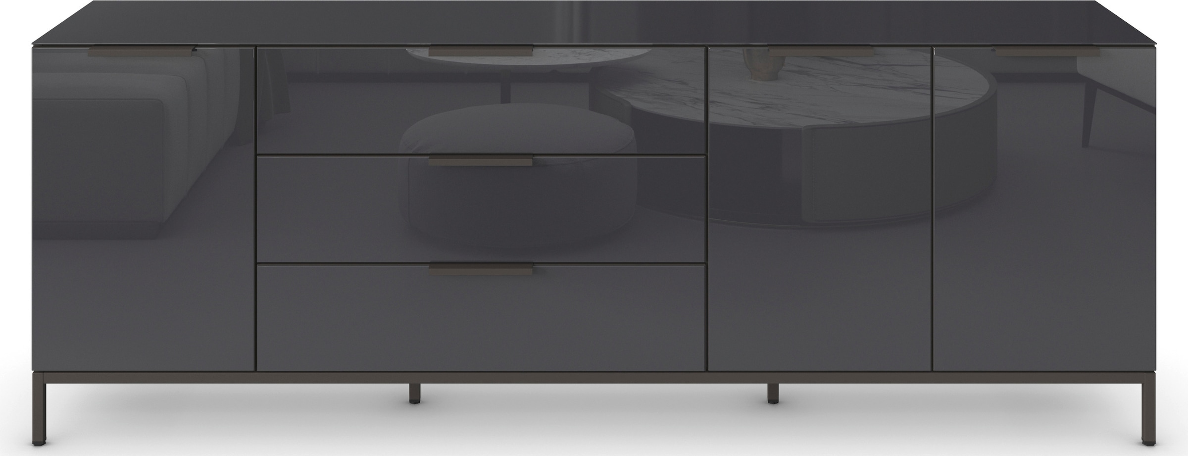 rauch Kombikommode »Kommode Türkommode Sideboard Kombikommode FLIPP mit Glasfront« Breite 200 cm mit 2 Einlegeböden,  3-türig, 3 Schubladen, Soft-Close-Funktion, Oberboden und Front Glas