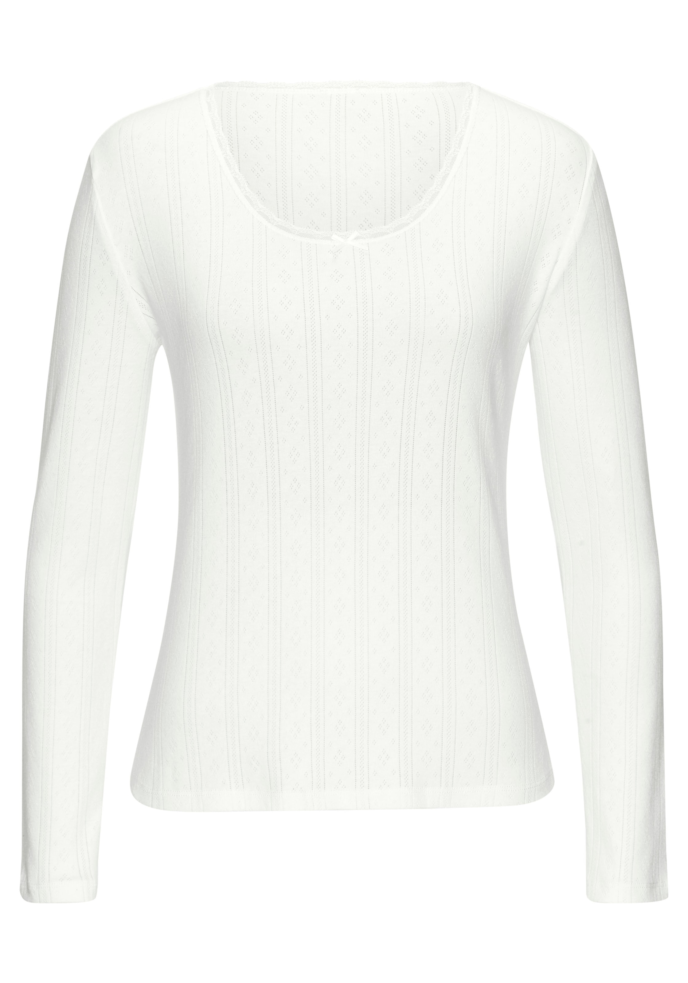 Vivance Langarmshirt 2er-Pack,  aus feiner Pointelle-Ware mit Spitze, reine Baumwolle