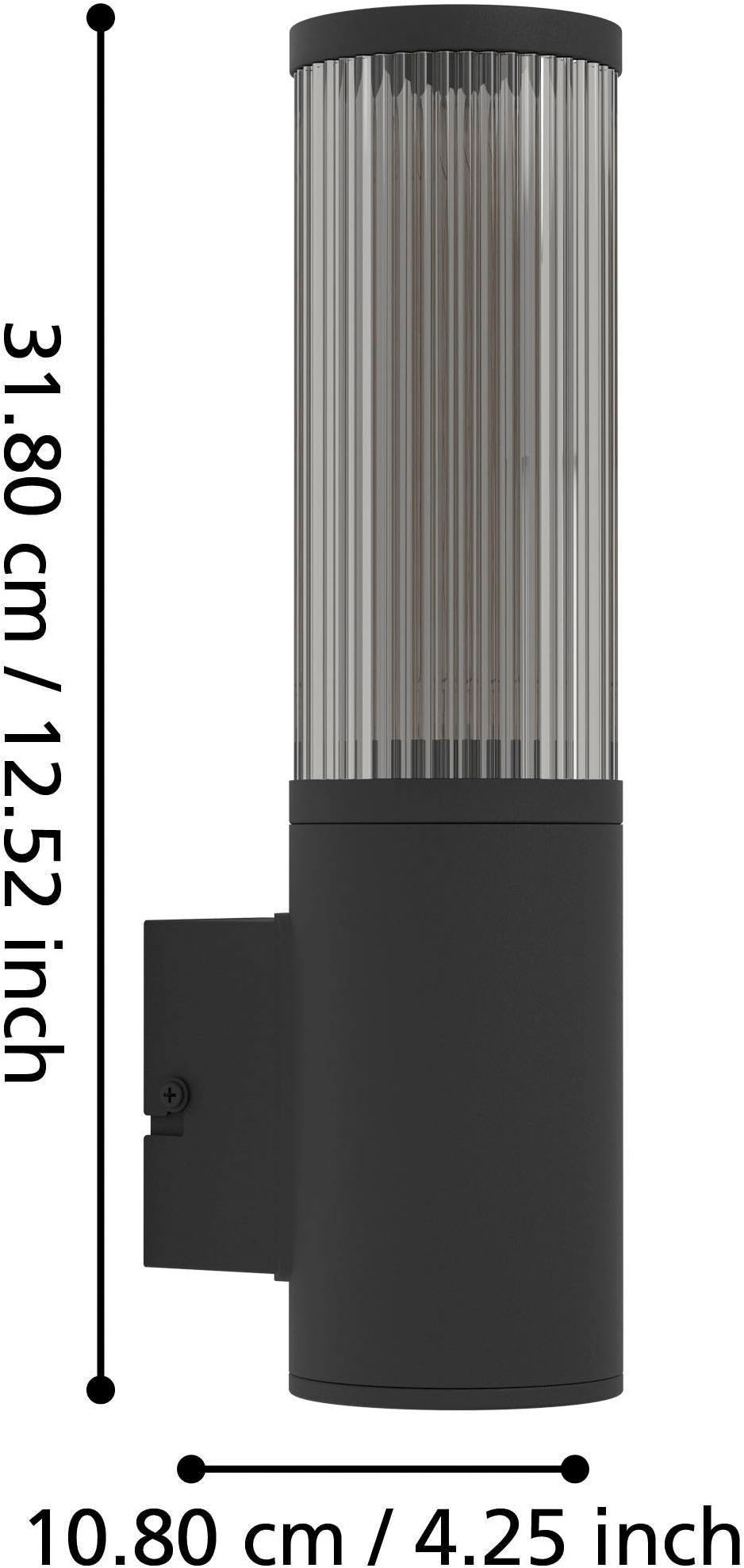 EGLO Wandleuchte »Salle Wandlampe, Außenleuchte aus Aluminium und Kunststof, IP54, E27« E27 1 Stk. Wand-/Deckenleuchte - H31 x Ø7,5 x AL10,5 cm - schwarz - 1X15W exkl.
