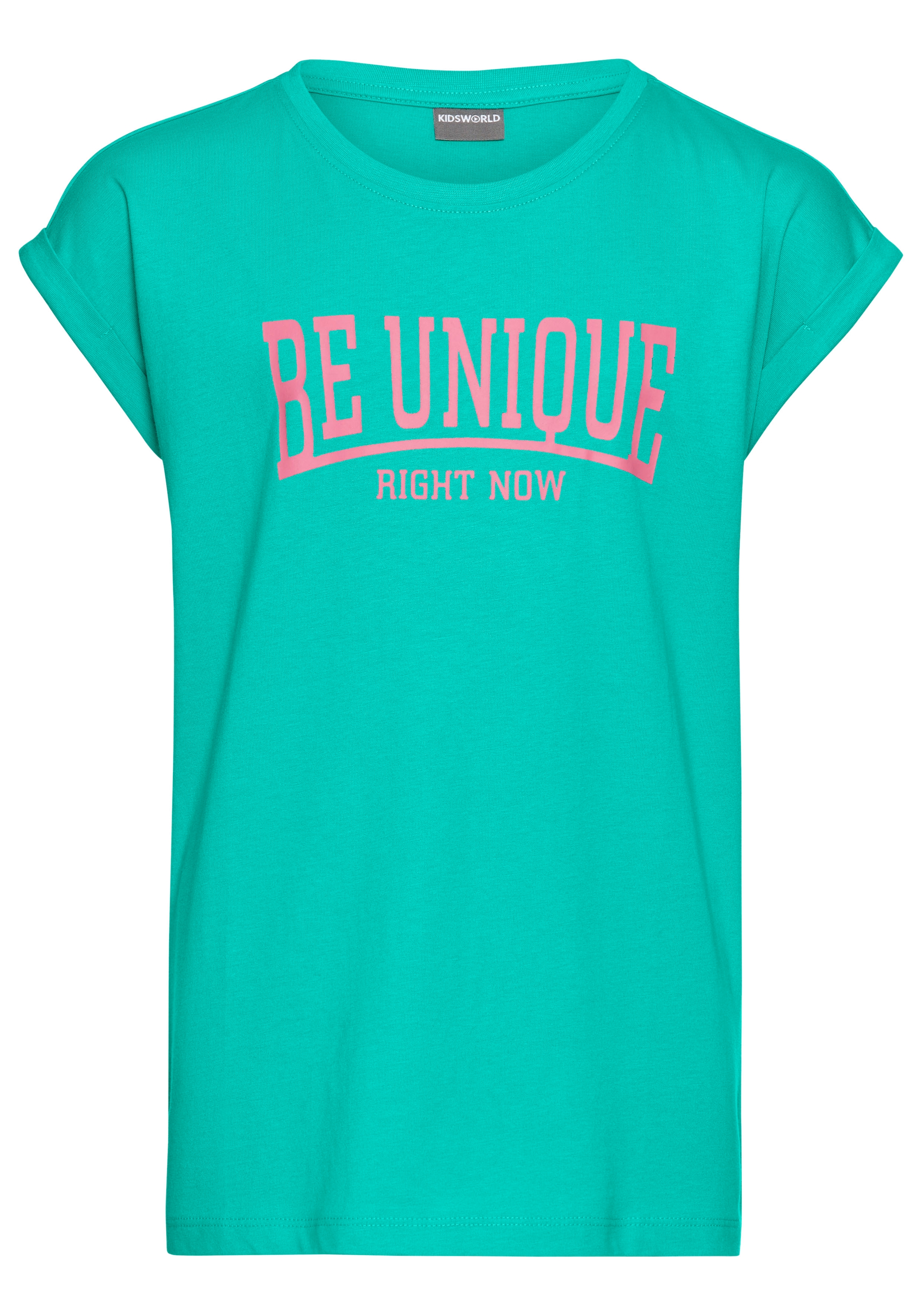 KIDSWORLD T-Shirt »Be unique - right now«, kurzärmelig, bedruckt, Rundhalsausschnitt