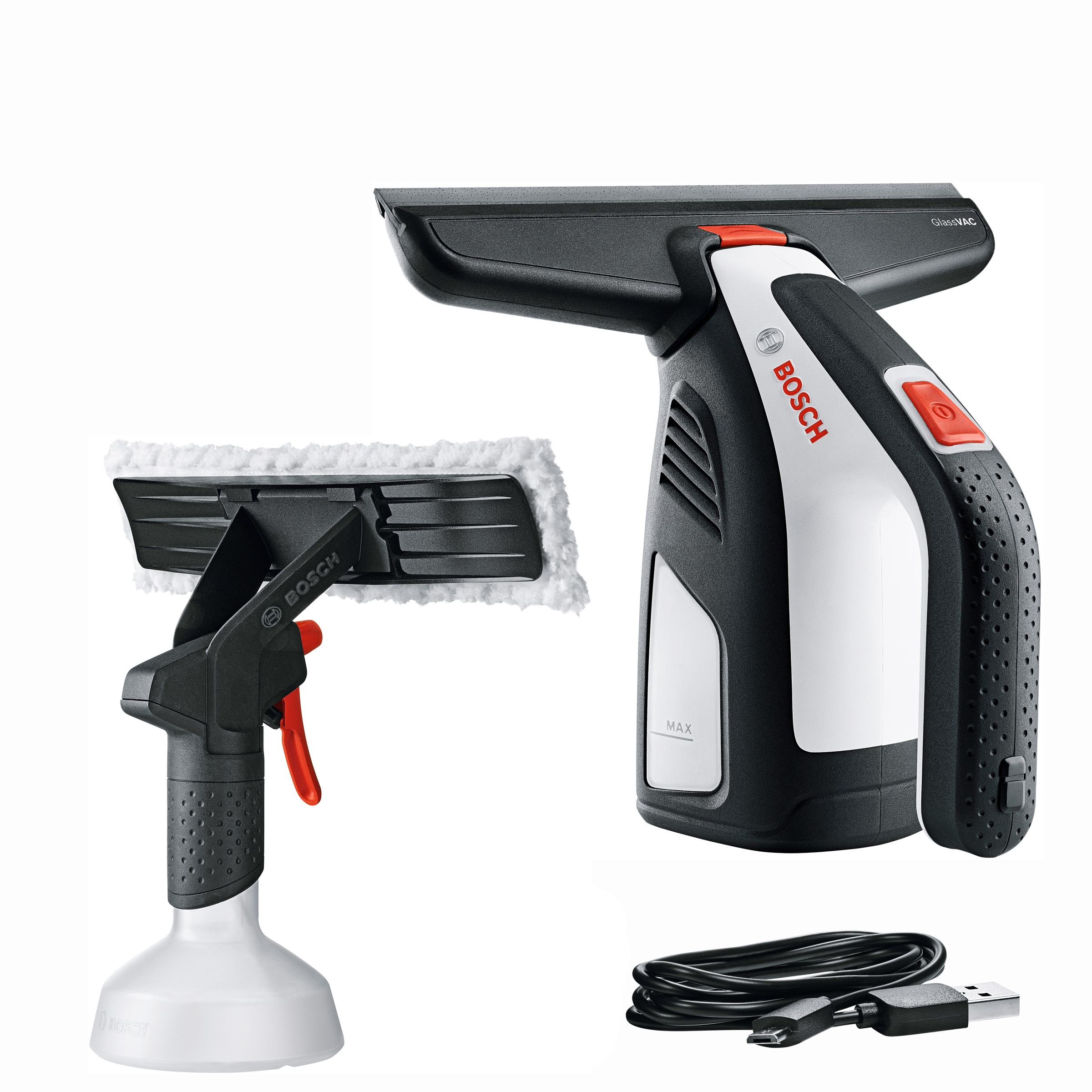 BOSCH Akku-Fenstersauger »GlassVac Solo Plus«, inkl. Sprühapplikator, Mikrofaserstoff, USB-Kabel