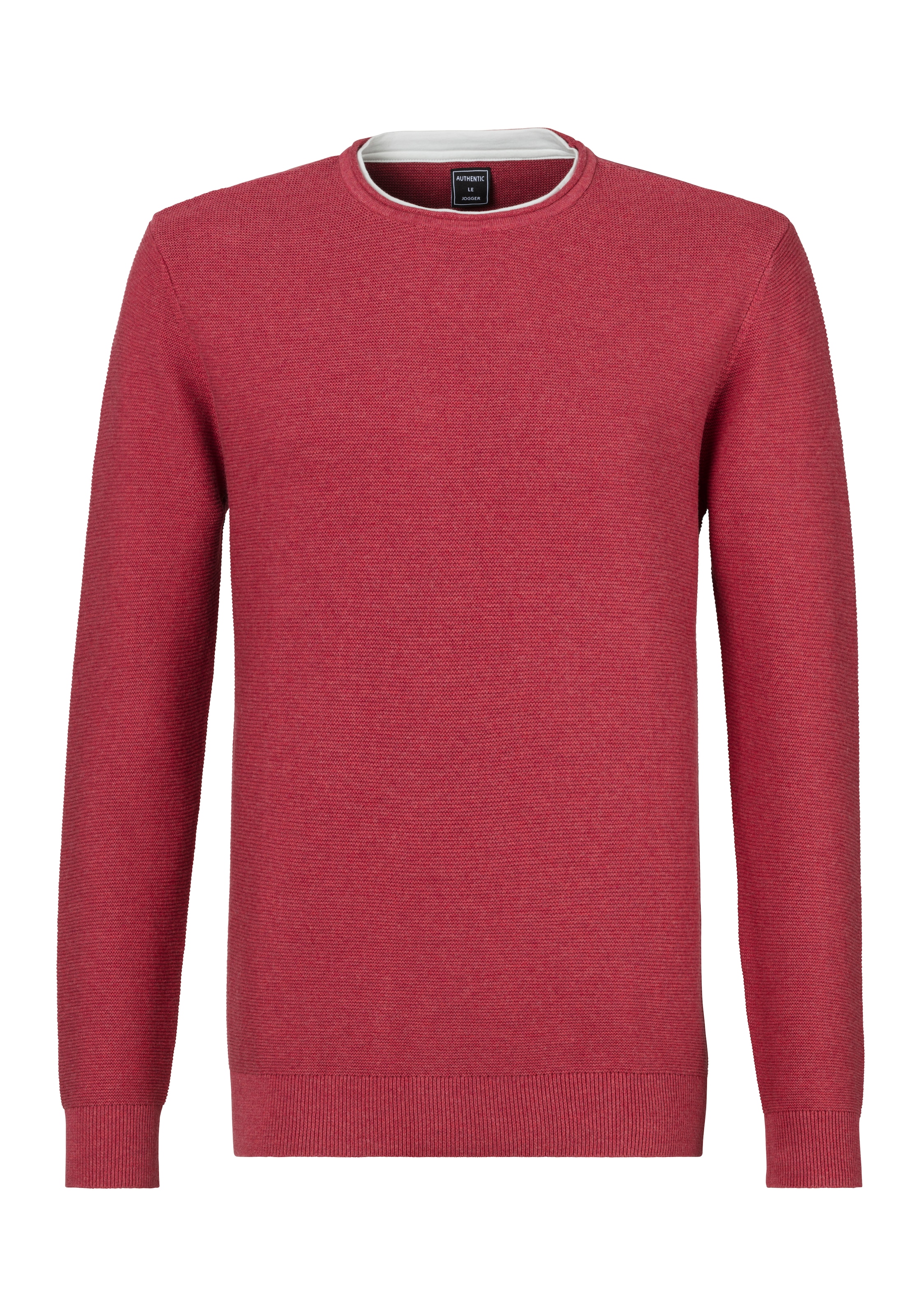 AUTHENTIC LE JOGGER Strickpullover, mit Double-Layer Optik, Rundhalspullover aus reiner Baumwolle