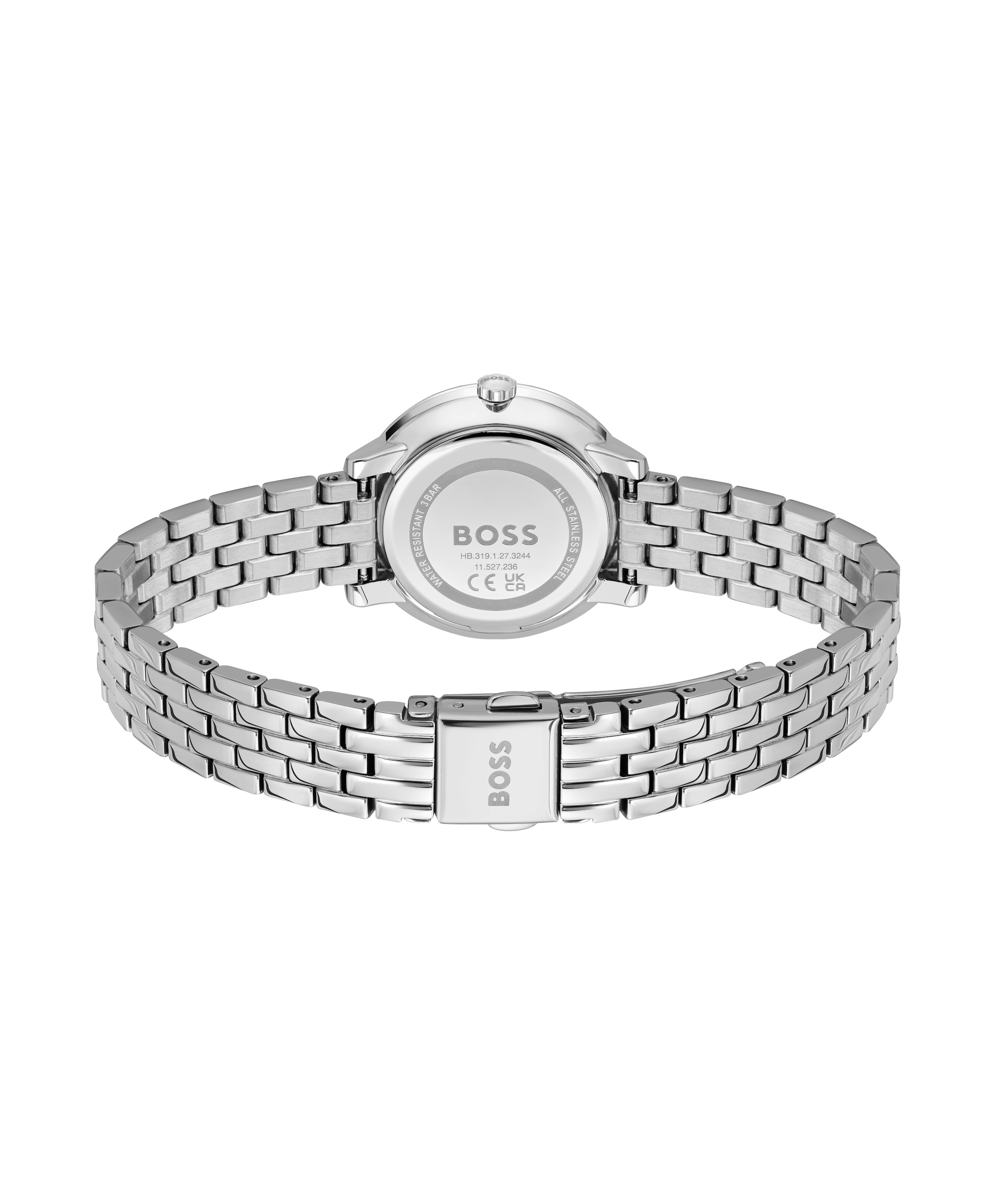 BOSS Quarzuhr »LUCIA« Armbanduhr, Damenuhr, Edelstahlarmband, analog, Glassteine