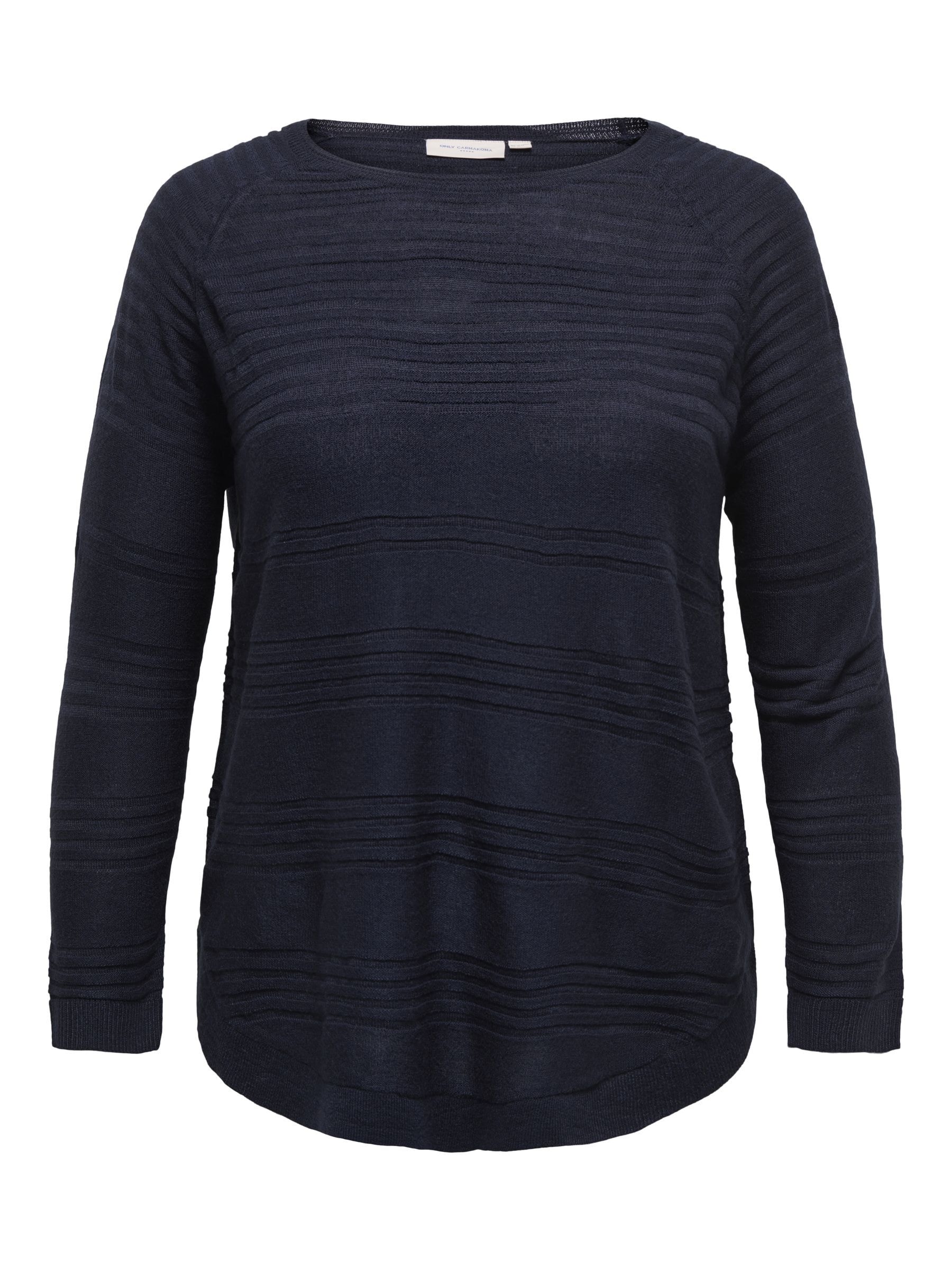 ONLY CARMAKOMA Rundhalspullover »CARNEWAIRPLAIN LS PULLOVER KNT«