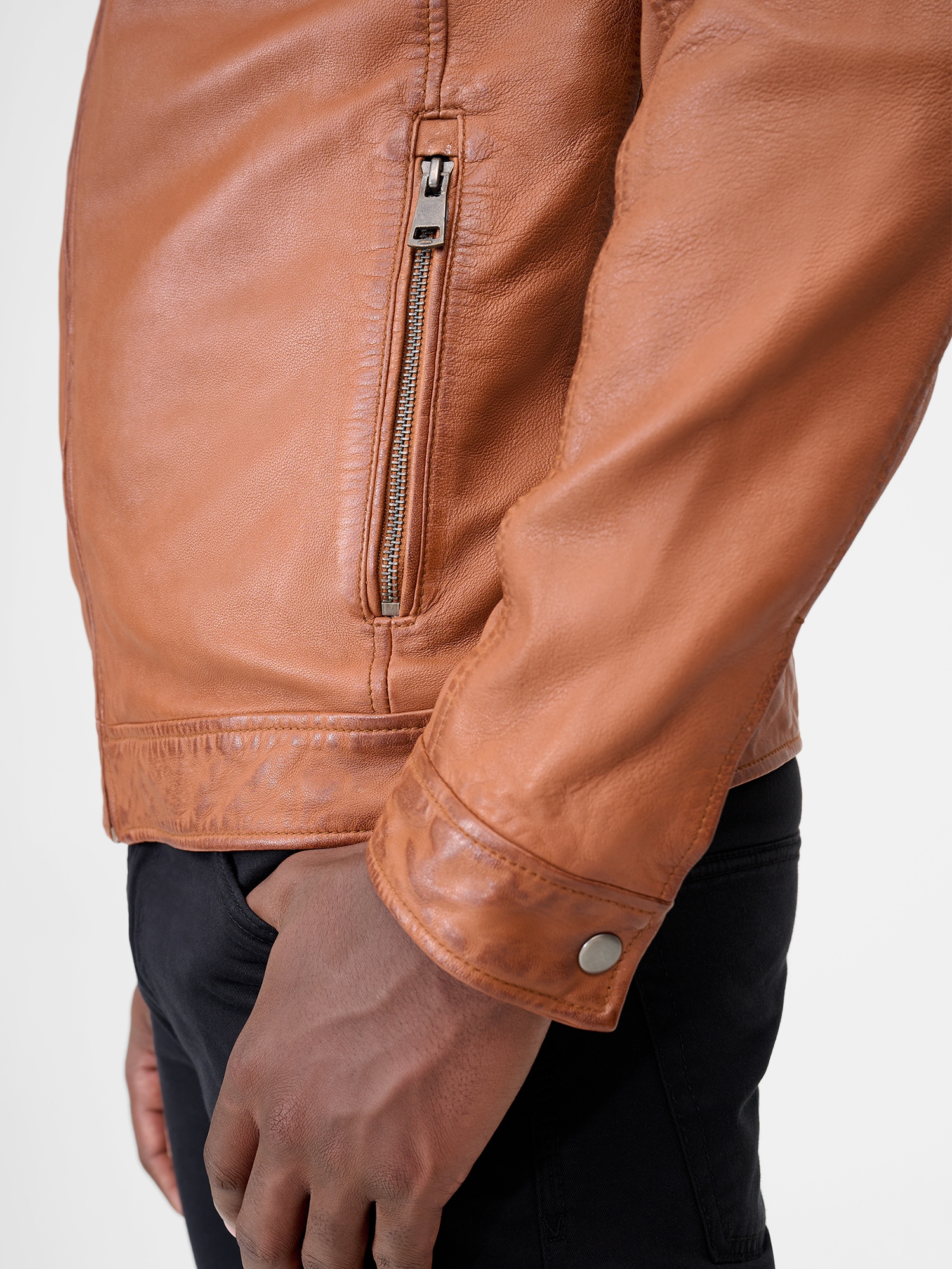 RICANO Bikerjacke »Lederjacke Cedrik« ohne Kapuze Handgefertigt aus echtem Leder