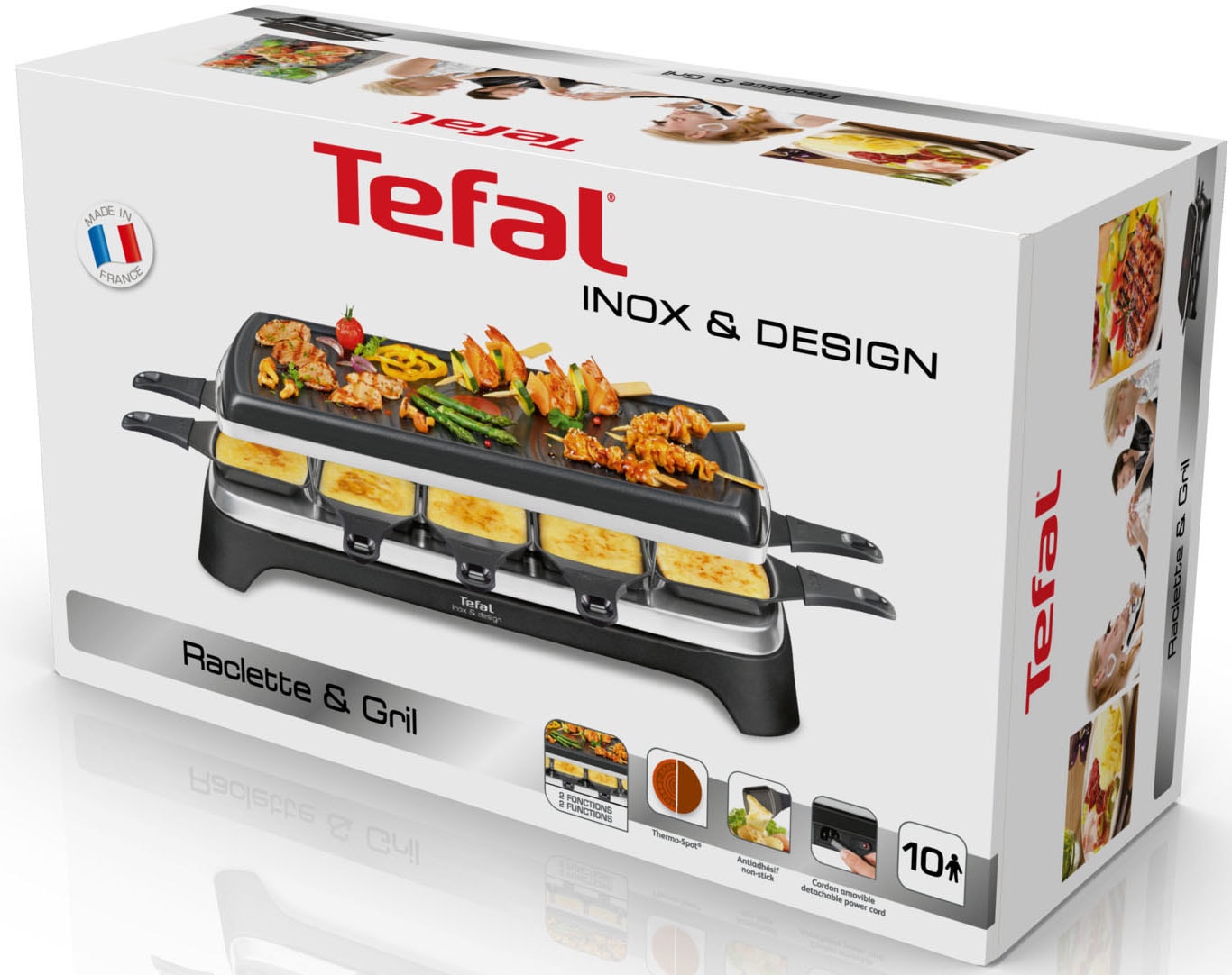 Tefal Raclette »Ambiance, inkl. Tischgrill-Funktion, abnehmbares Kabel«, 10 St. Raclettepfännchen, 1350 W, spülmaschinengeeignete Platte, RE4588