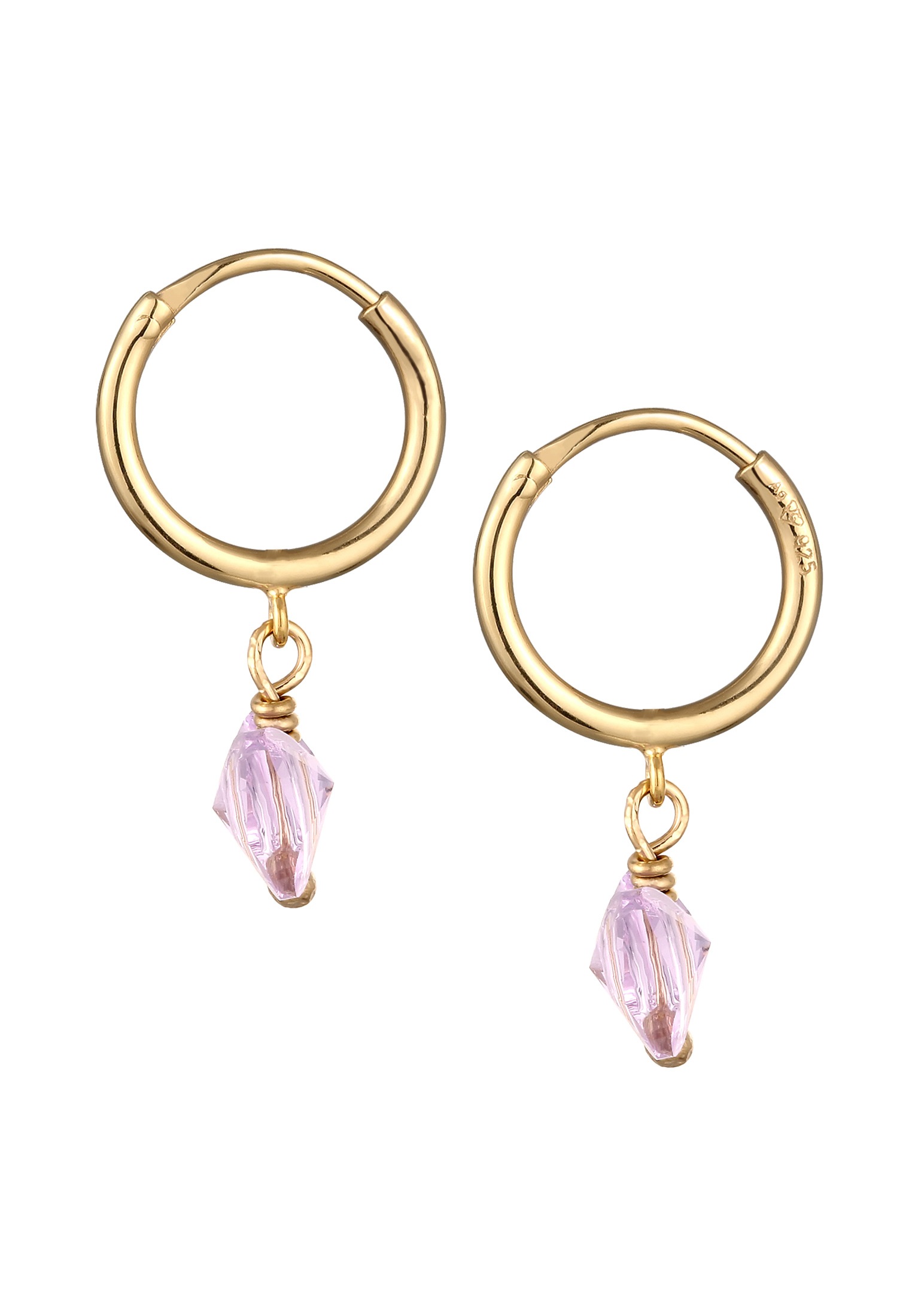 Elli Paar Creolen »Ohrringe Creolen Schmetterling Lila 925 Sterling Silber vergoldet, mit Kristallen von Swarovski(R)«