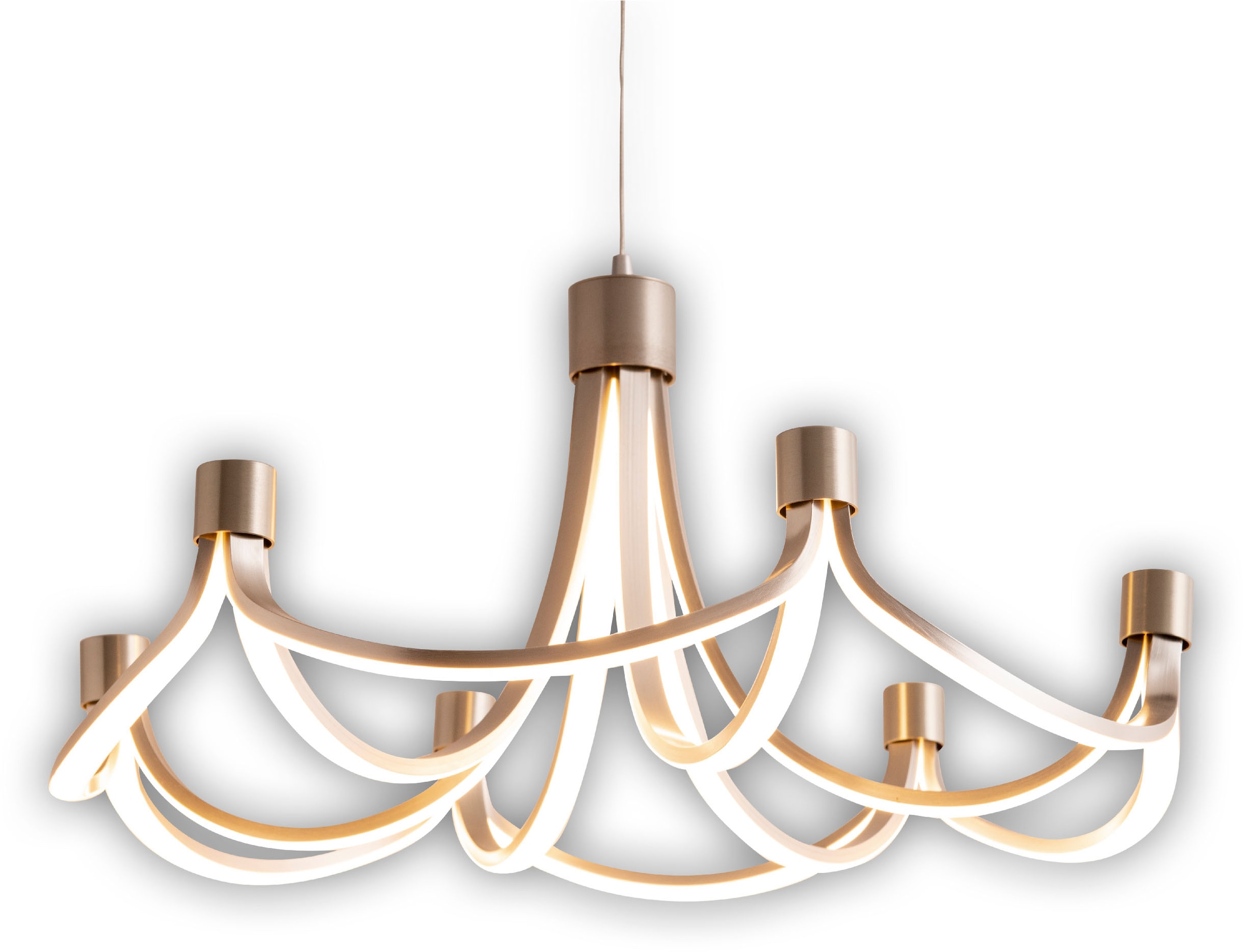 näve LED Pendelleuchte »Festos« LED-Modul 1 Stk. Kronleuchter, stufenweise dimmbar, satiniertes Metall, H: 150cm