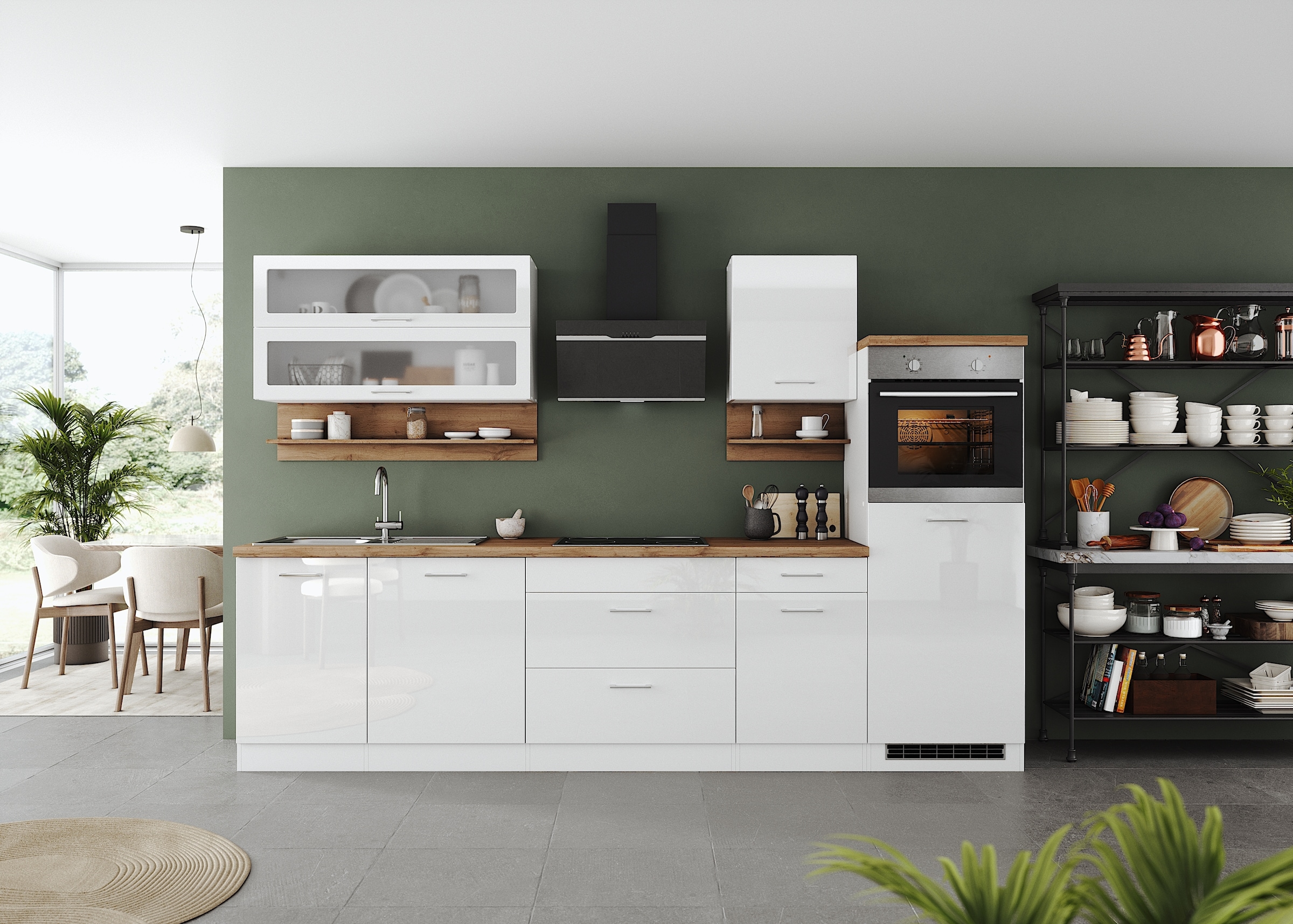 KOCHSTATION Küchenzeile »KS-Milan« 300 cm breit, robuste Metallauszüge, viel Stauraum