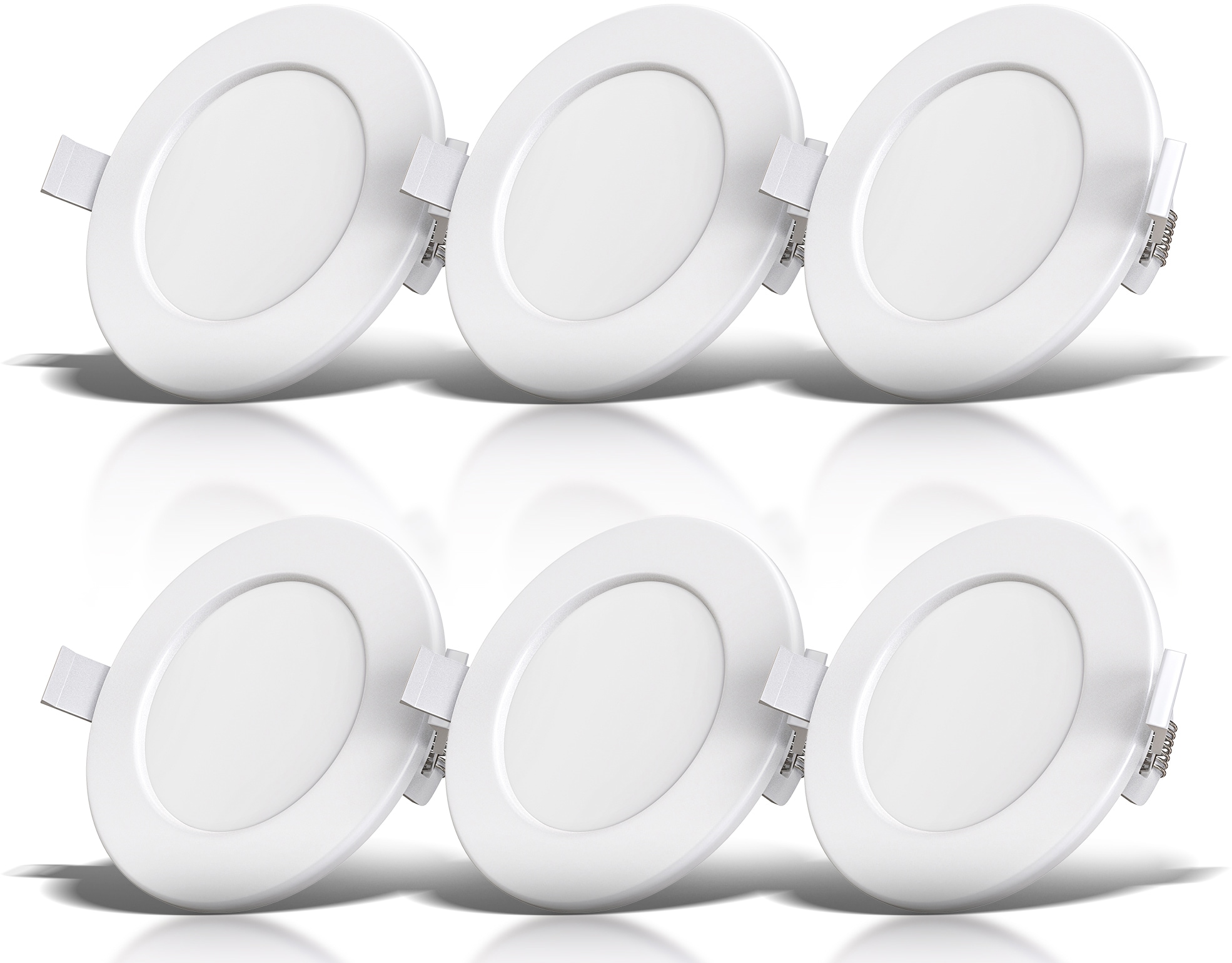 B.K.Licht LED Bad-Einbauleuchten, 6er-Set, Schutzart IP44, ultraflache Bauweise, Ø 11,5 cm, inkl. LED Leuchtmittel