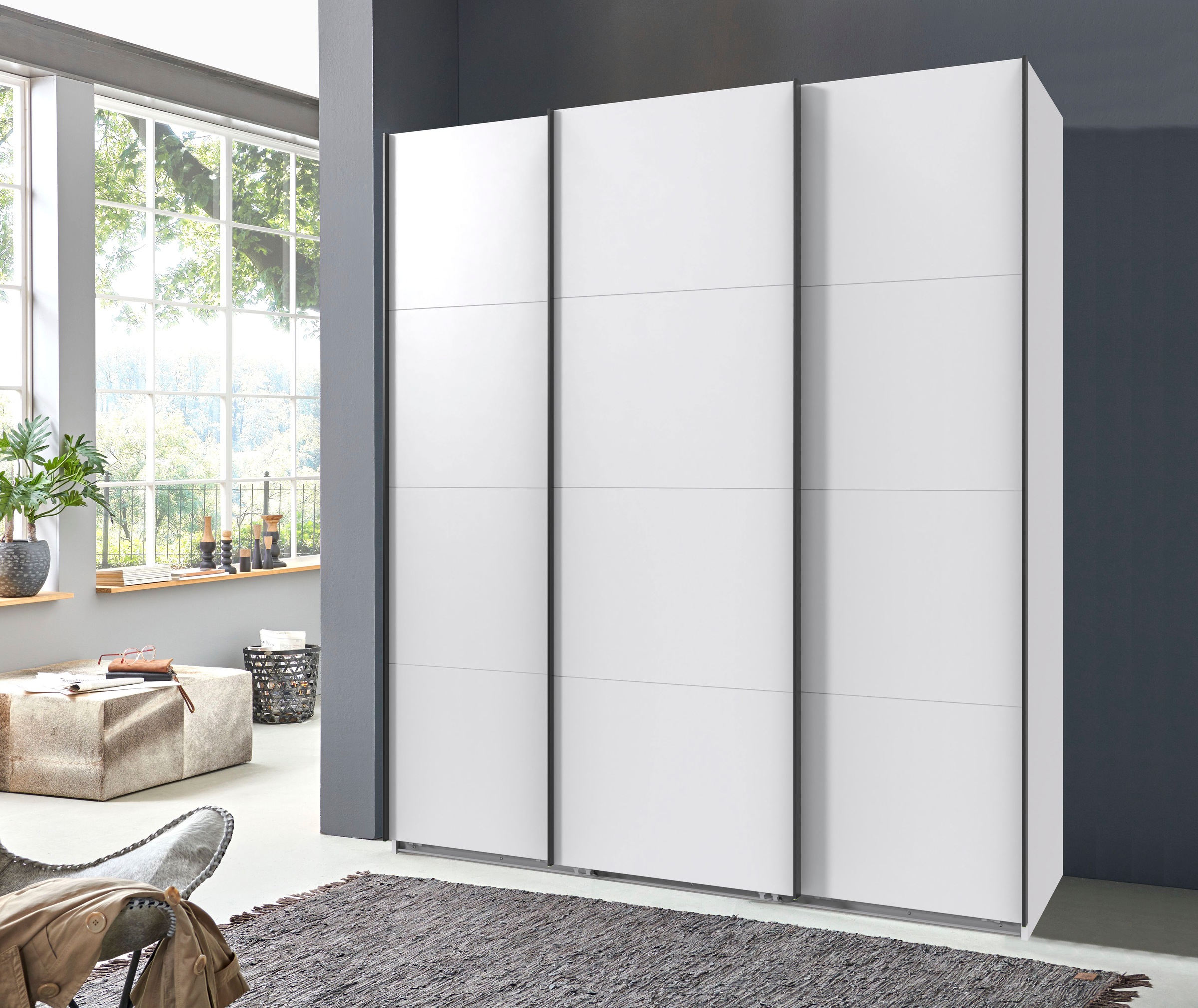 Wimex Kleiderschrank »Mugano, Made in Germany, Lieferung bis in Deine Etage und Stellort«, (wähle Deine Ausstattung: Basic oder Premium!), 3 Schwebetüren, große Größen, mit oder ohne Spiegel, Metallgriffe