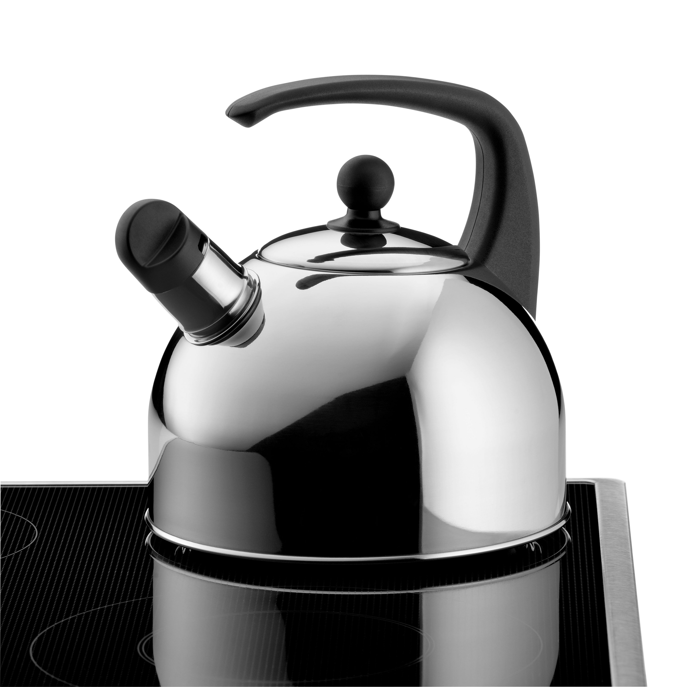WMF Wasserkessel »WMF«, Cromargan® Edelstahl Rostfrei 18/10, (2 tlg.), schnelles Erhitzen, energieeffizient, charakteristischer Pfeifton