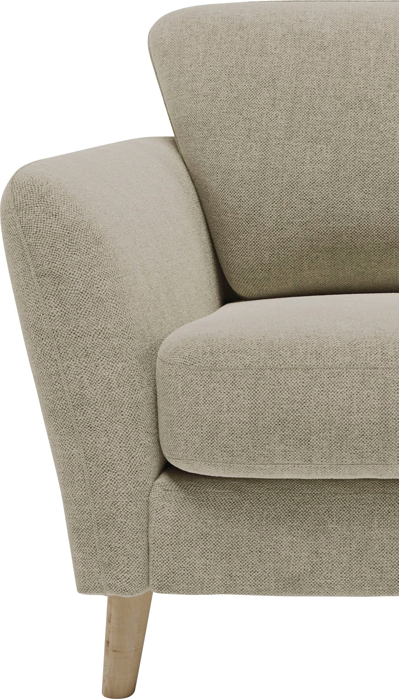 Home affaire Ecksofa »MARSEILLE (279/152cm),L-Form, Rec. rechts/links, verschiedene Bezüge«, Massivholzbeine Eiche, Landhausstil, Wellenunterfederung