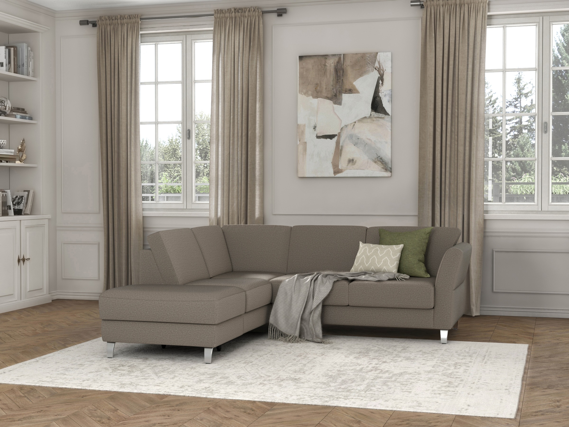 sit&more Ecksofa »Visby L-Form«, Wahlweise mit Bettfunktion und Stauraum, frei im Raum stellbar