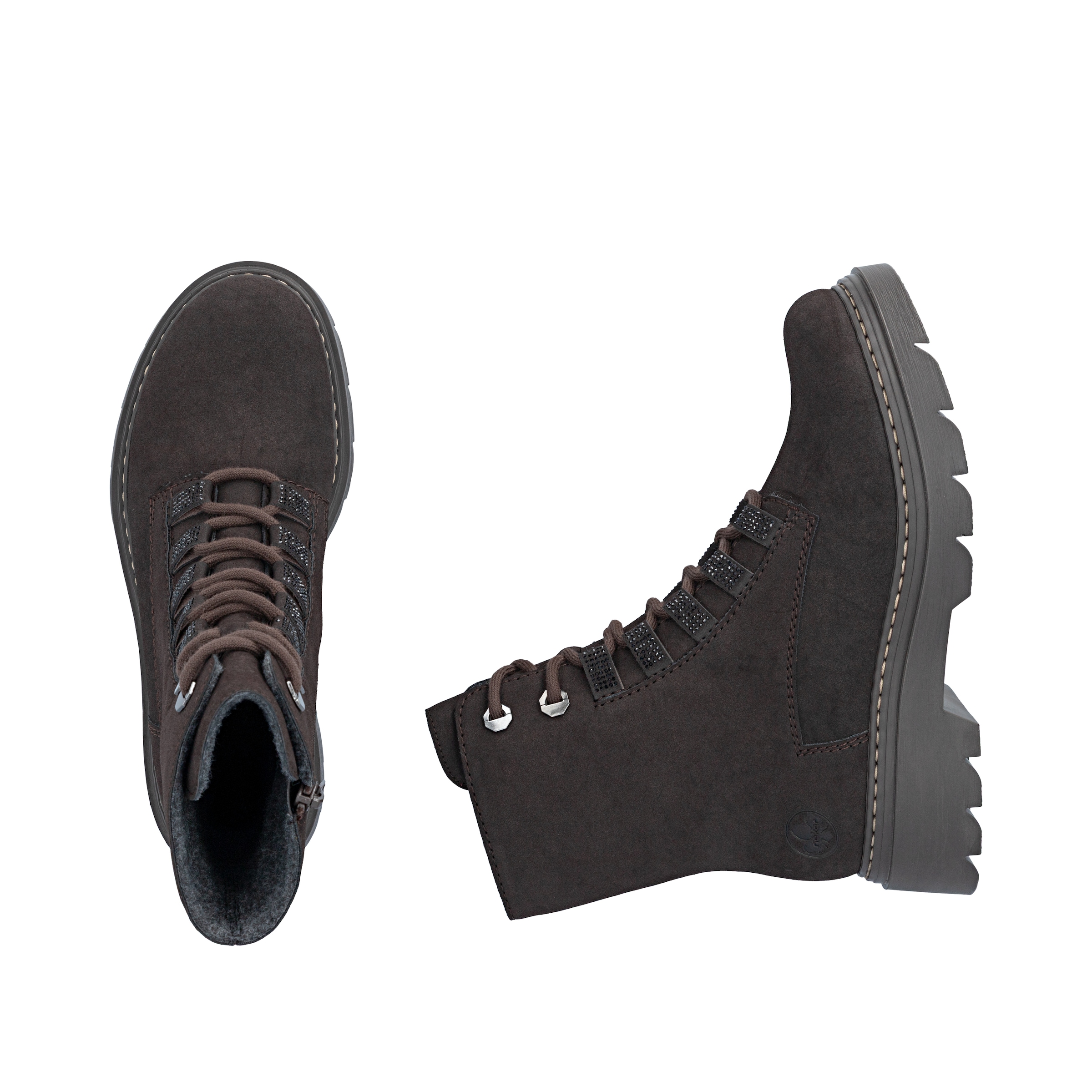 Rieker Schnürstiefelette  Schnürboots, Herbststiefelette mit Glitzersteinchen