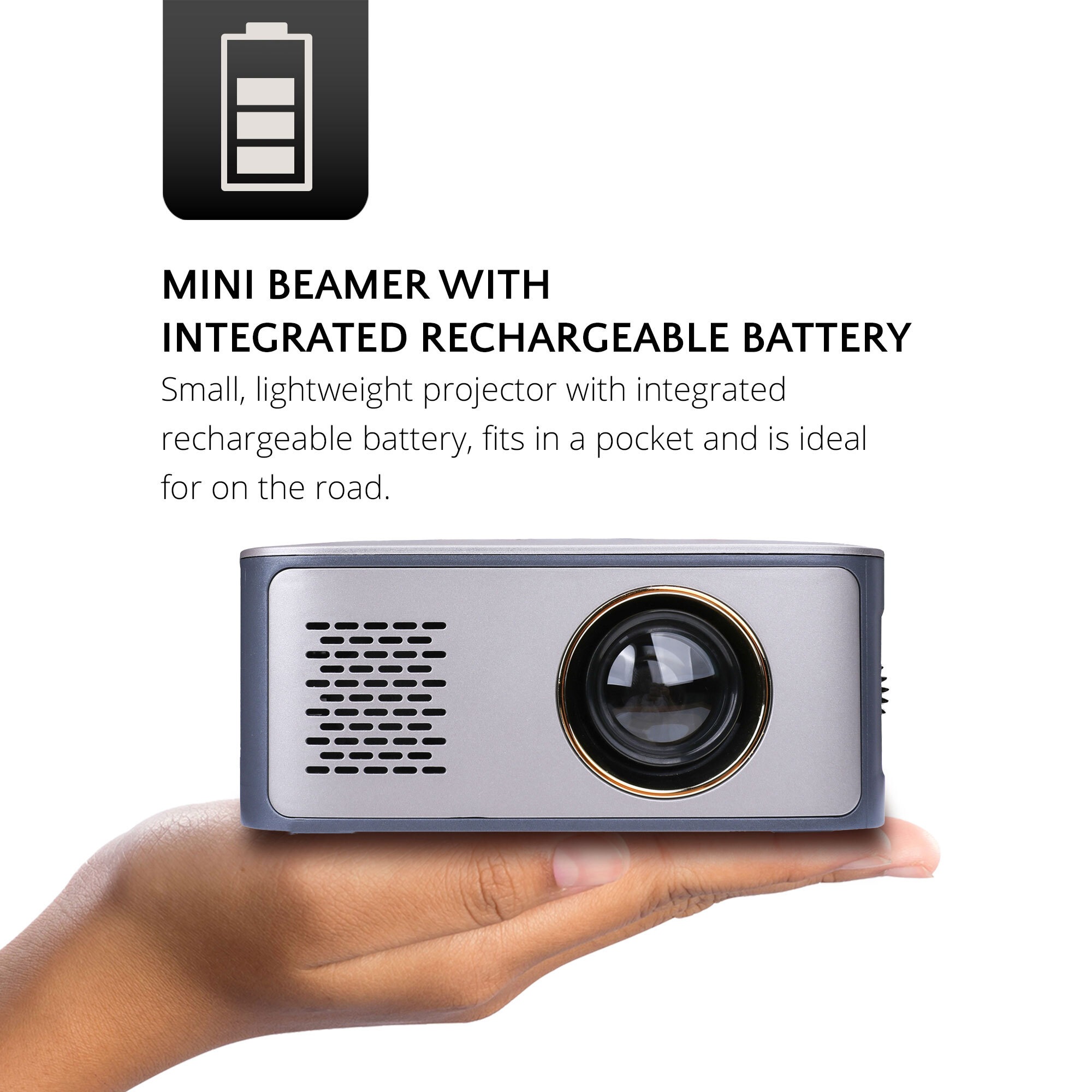 LA VAGUE Mini-Beamer »LED-Projektor mit integriertem Akku inkl. LV-STA100FP LV-HD120 BUNDLE«