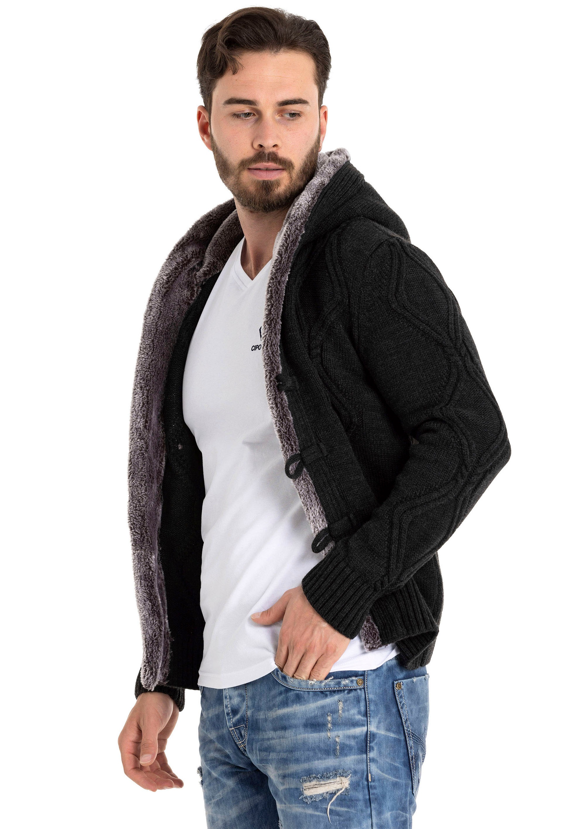 Cipo & Baxx Kapuzenstrickjacke