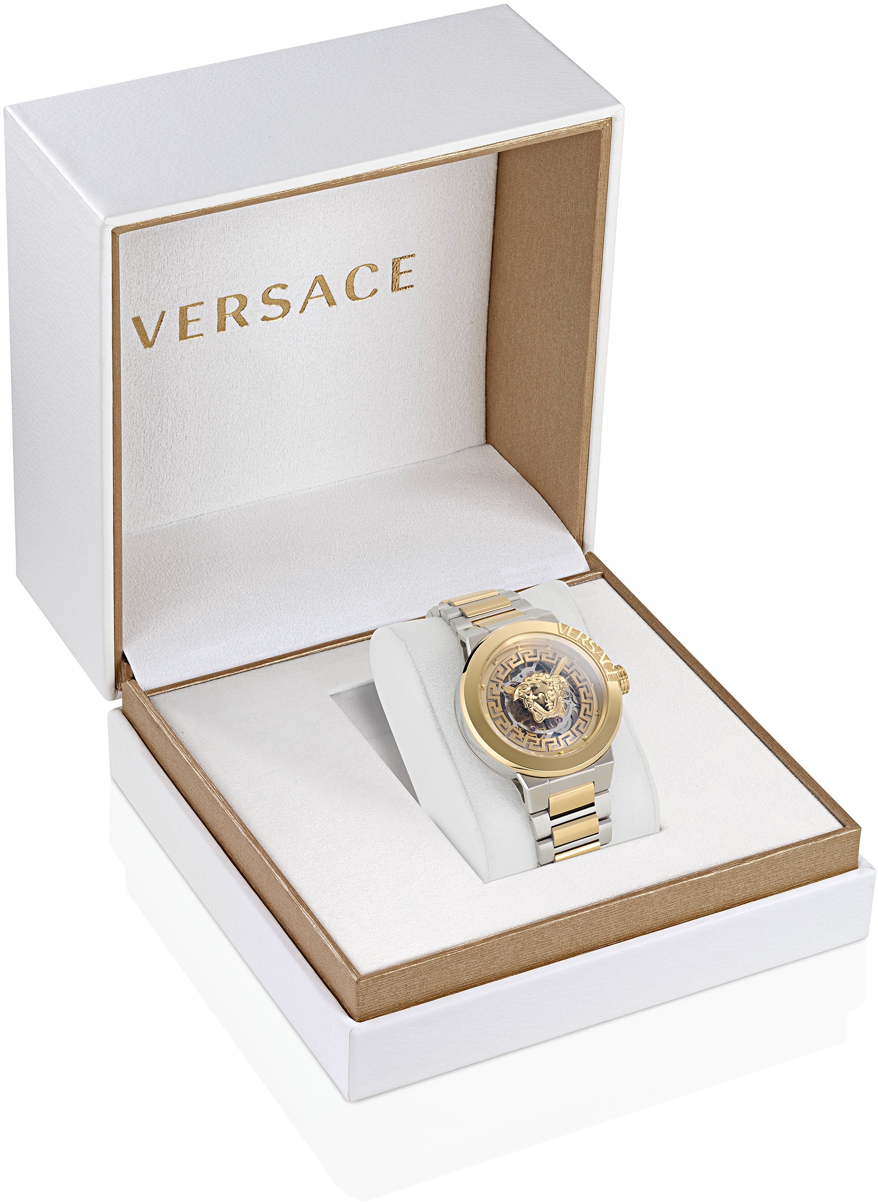 Versace Automatikuhr »MEDUSA INFINITE SKELETON, VE3G00122«, Armbanduhr, Damenuhr, mechanische Uhr, Saphirglas, Swiss Made, bicolor