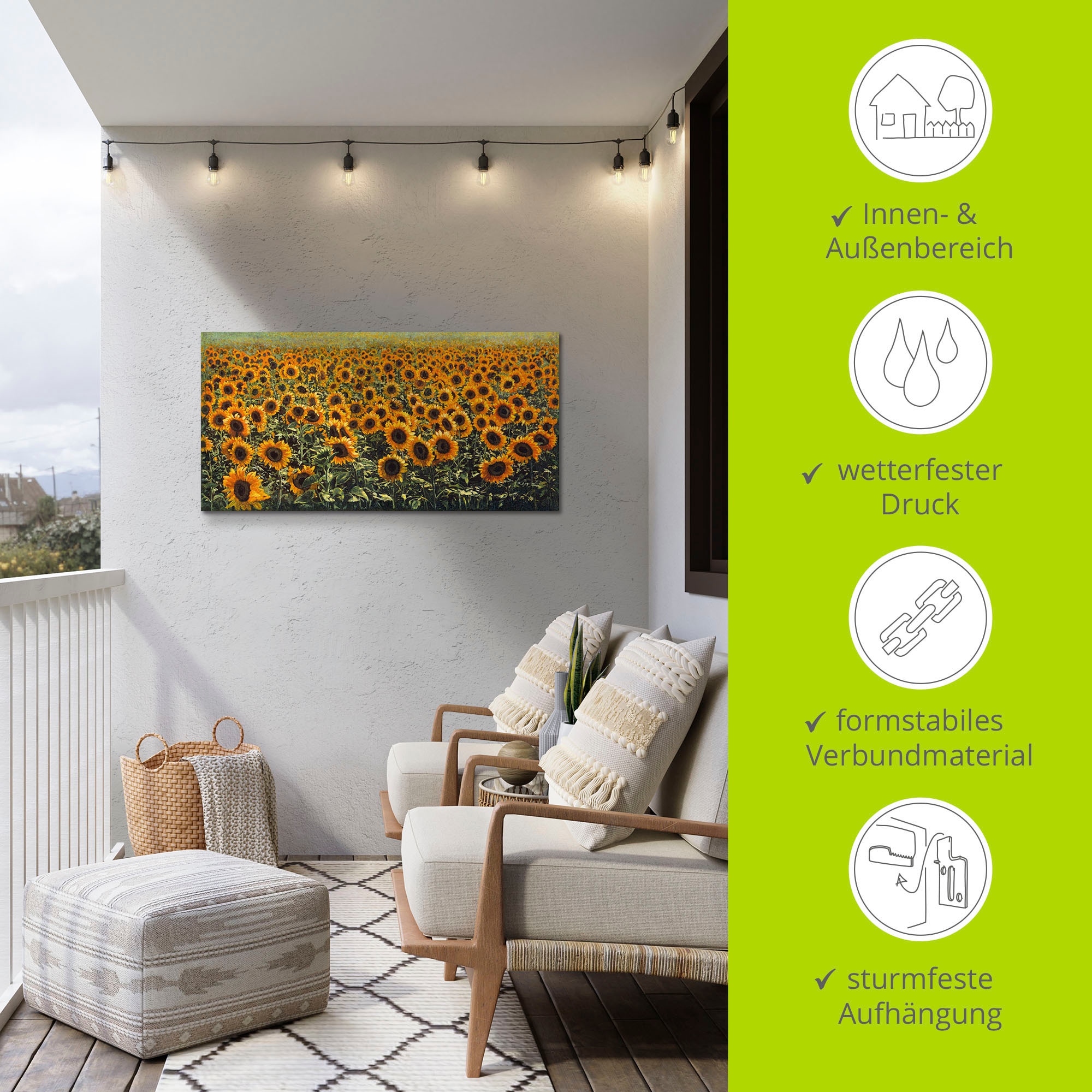 Artland Wandbild »Sonnenblumenfeld«, Blumenwiese, (1 St.), als Alubild, Outdoorbild in verschied. Größen