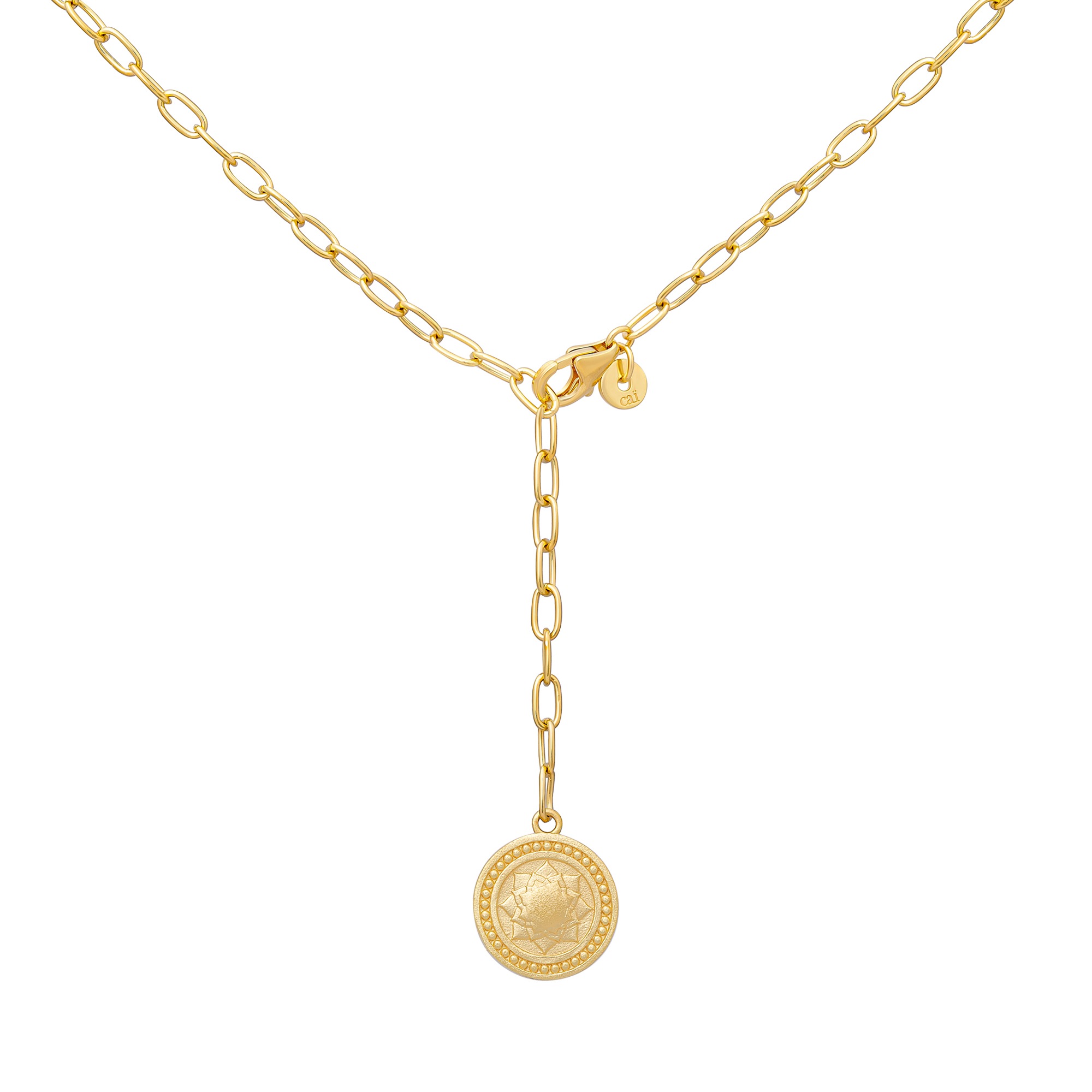 CAÏ Gliederkette »925 Silber Kette Y-Kette vergoldet Münze Mandala M«, Collier
