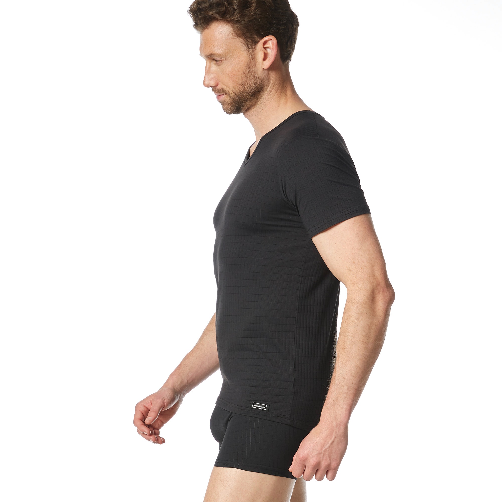 Bruno Banani V-Shirt »CHECK LINE 2.0« Pique Optik, Kurzarm, V-Neck, Cotton-Mix