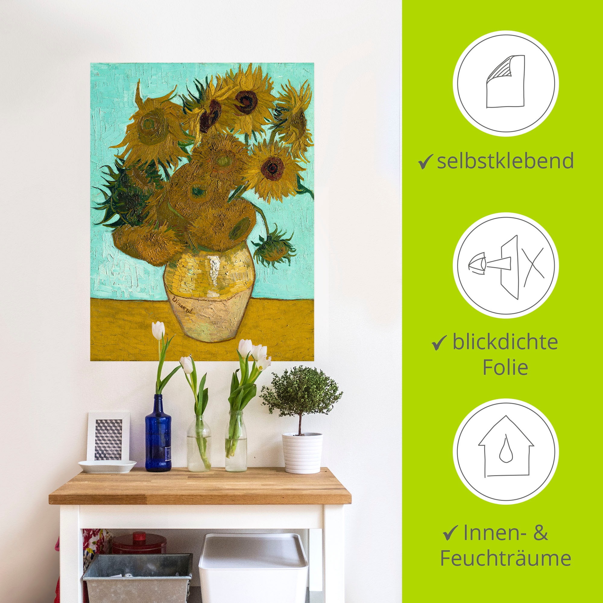 Artland Wandbild »Vase mit Sonnenblumen. 1888«, Blumen, (1 St.), als Leinwandbild, Poster, Wandaufkleber in verschied. Größen