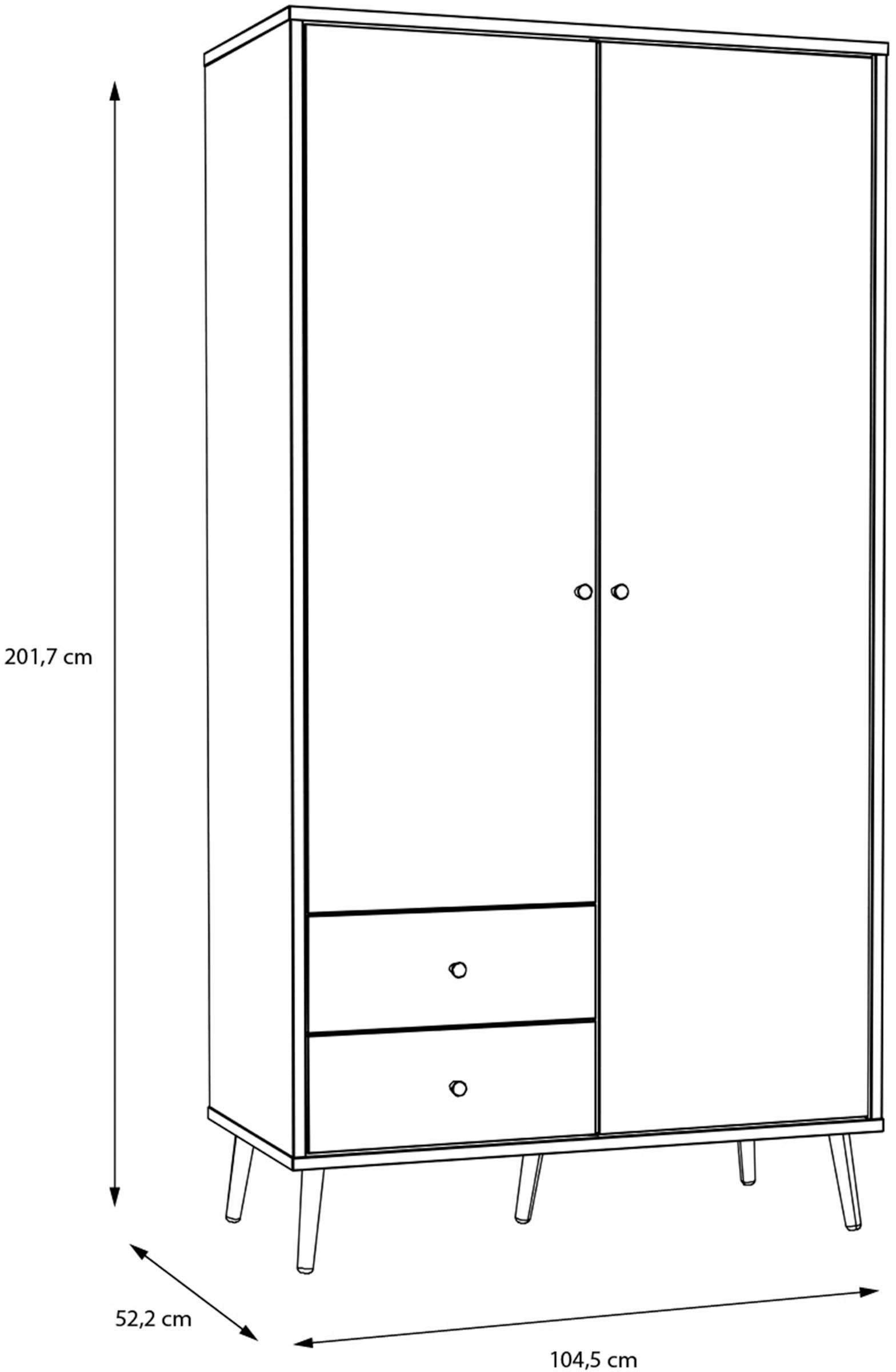 FORTE Drehtürenschrank »Harllson, EasyKlix by Forte, Aufbau ohne Werkzeug + Schrauben! Stabil!« B/H/T ca. 105/200/52 cm oder 155/200/52 cm,  Aufbau schnell und genial!