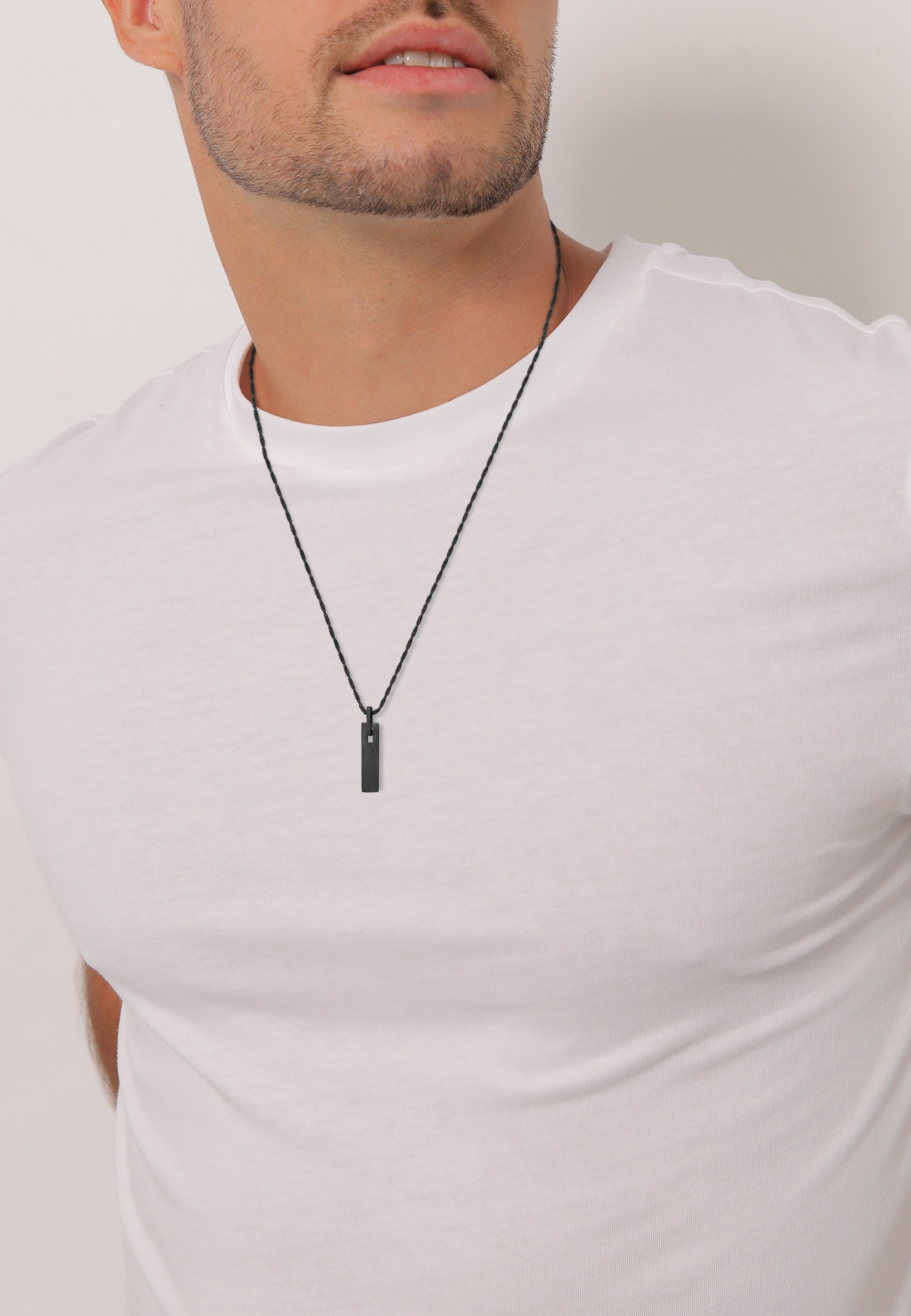 Kuzzoi Kette mit Anhänger »Halskette Bar Plättchen Rechteck oxidiert 925 Silber«