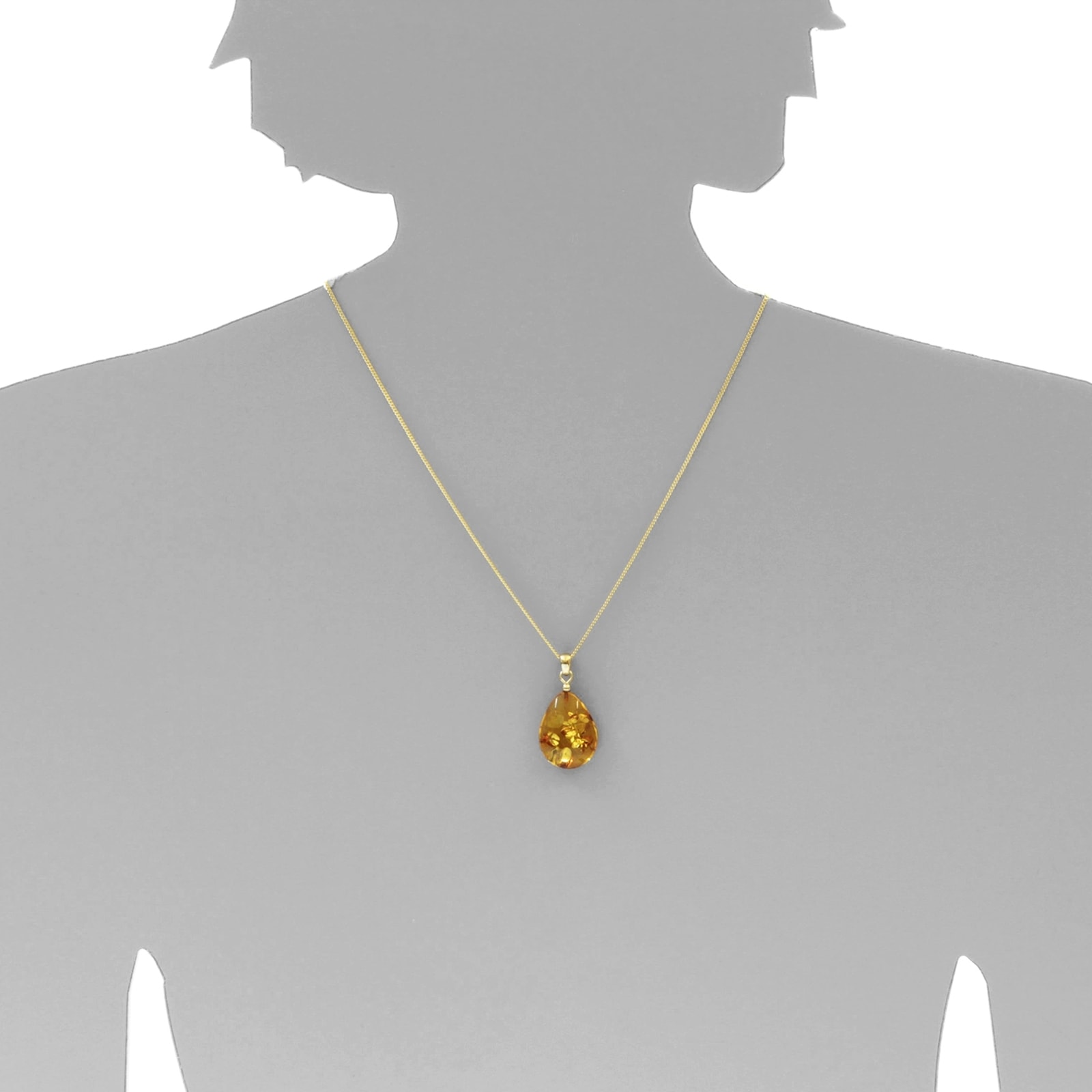OSTSEE-SCHMUCK Kettenanhänger »- Tropfen flach, ca. 22 mm lang - Gold 333/000 - Bernstein -,«