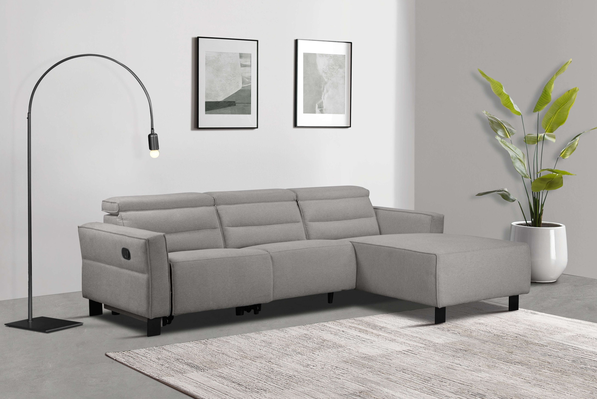 Places of Style Ecksofa »Carpari, L-Form, 263 cm, manuelle o. elektrische Relaxfunktion,«, USB A/C und Kopfteilverstellung