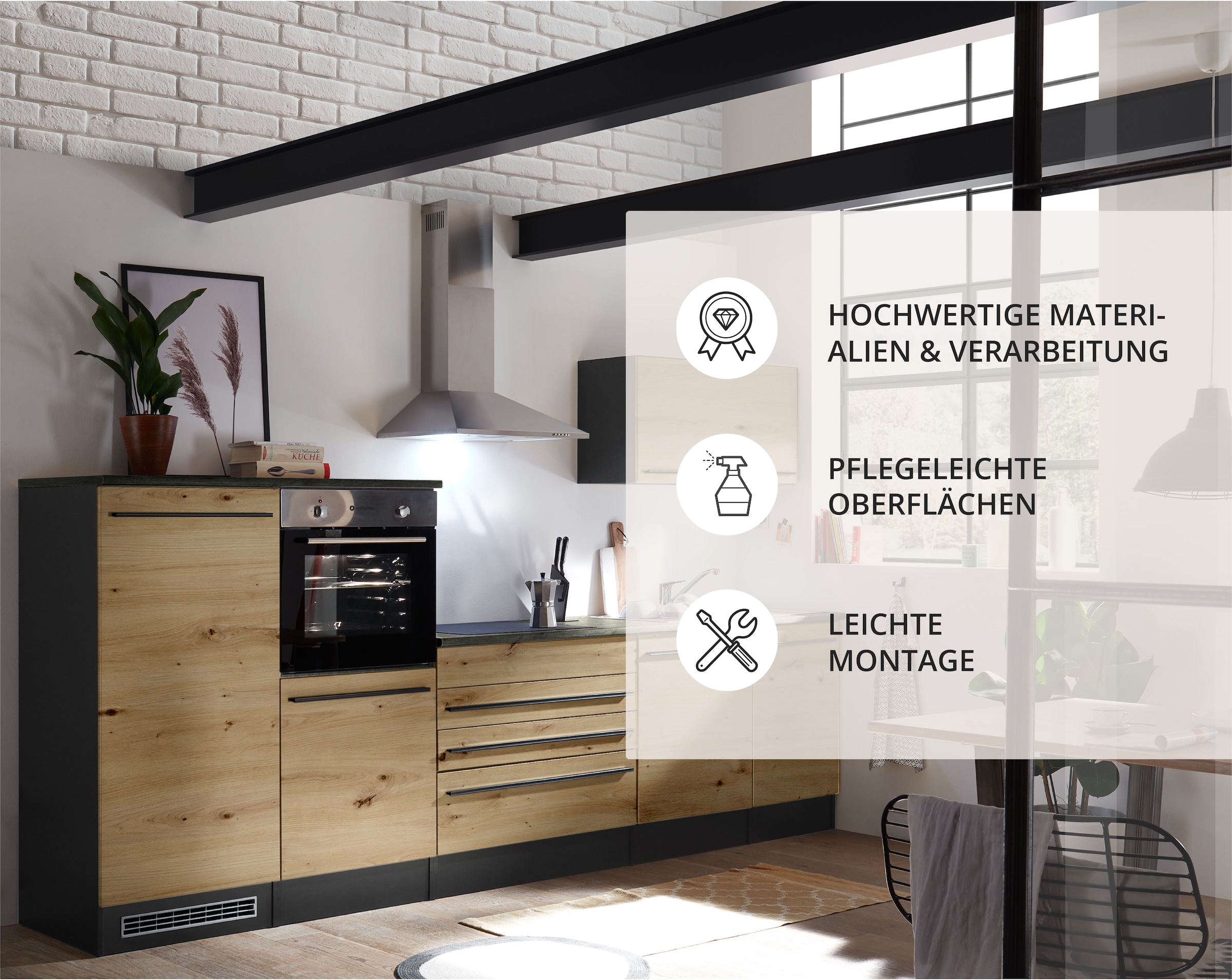 BASIC by Balculina Küchenzeile »Jazz«, Breite 320 cm, wahlweise mit E-Geräten