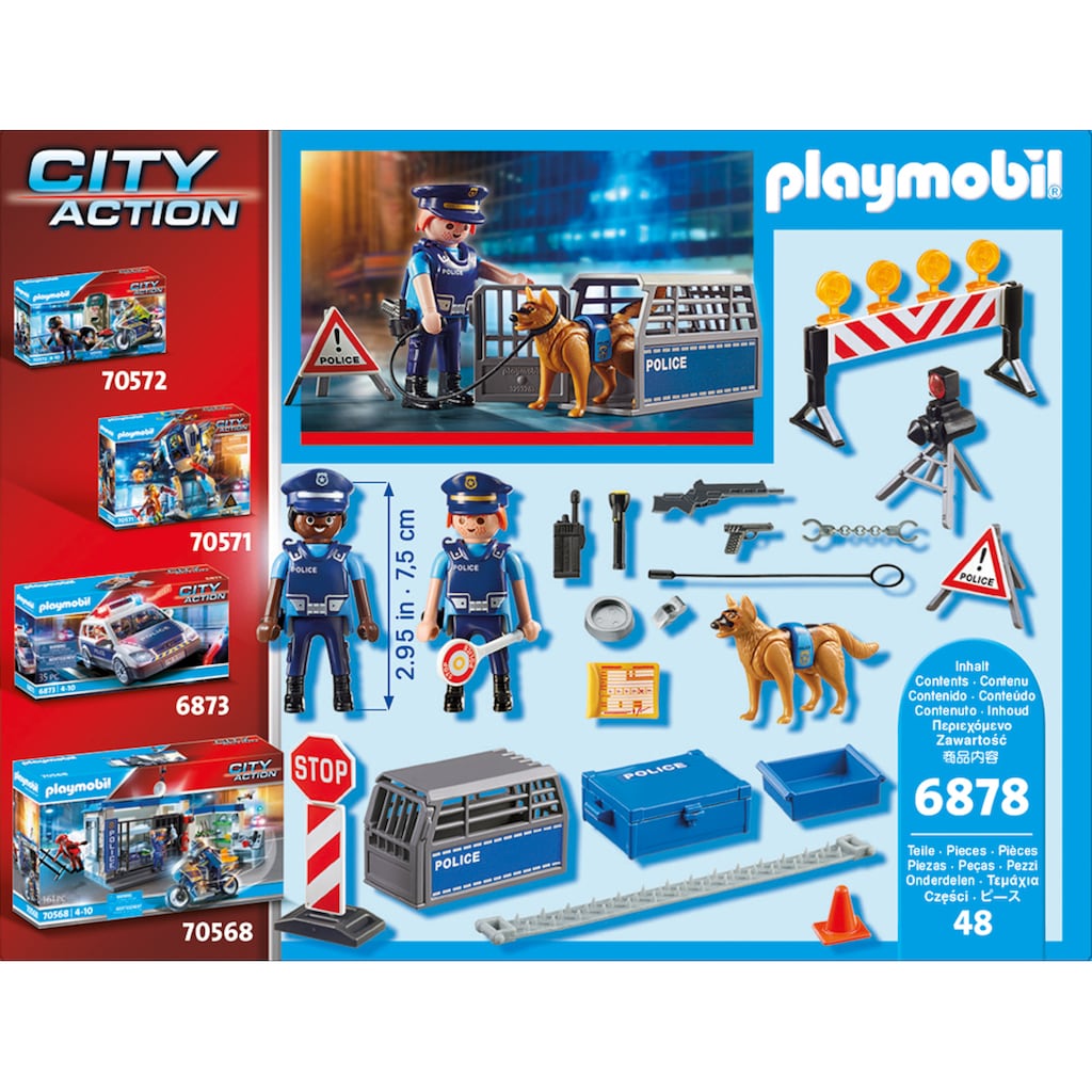 Playmobil® Konstruktions-Spielset »Polizei-Straßensperre (6878), City Action«, (48 St.)