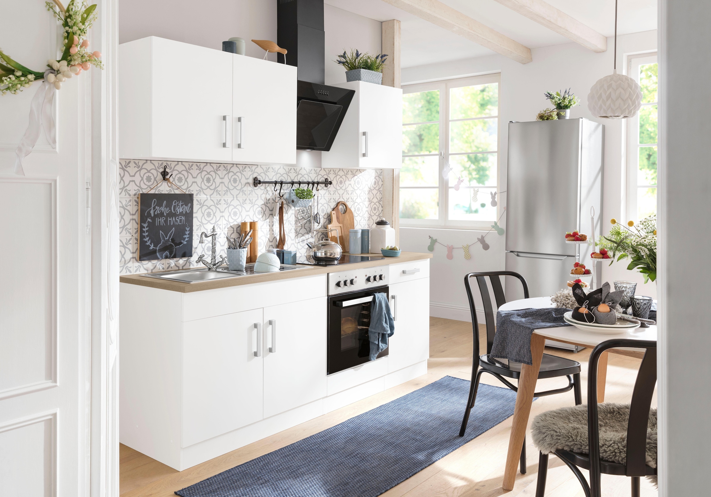 KOCHSTATION Küchenzeile »KS-Gera« Breite 210 cm, wahlweise mit E-Gerät Herd-Set, mit Arbeitsplatte