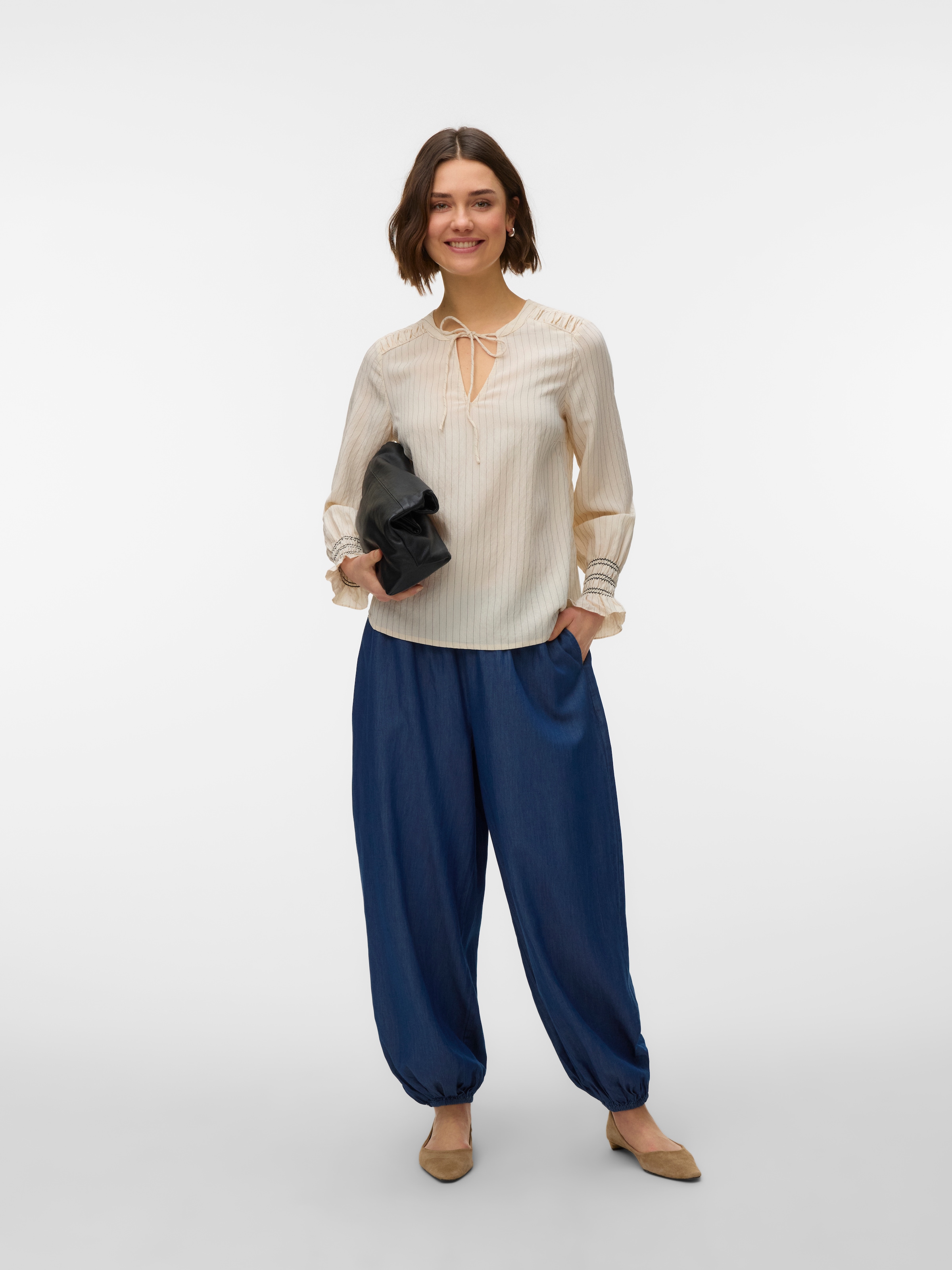 Vero Moda Blusenshirt »VMMILLIE LS TOP WVN GA« mit Bindedetail