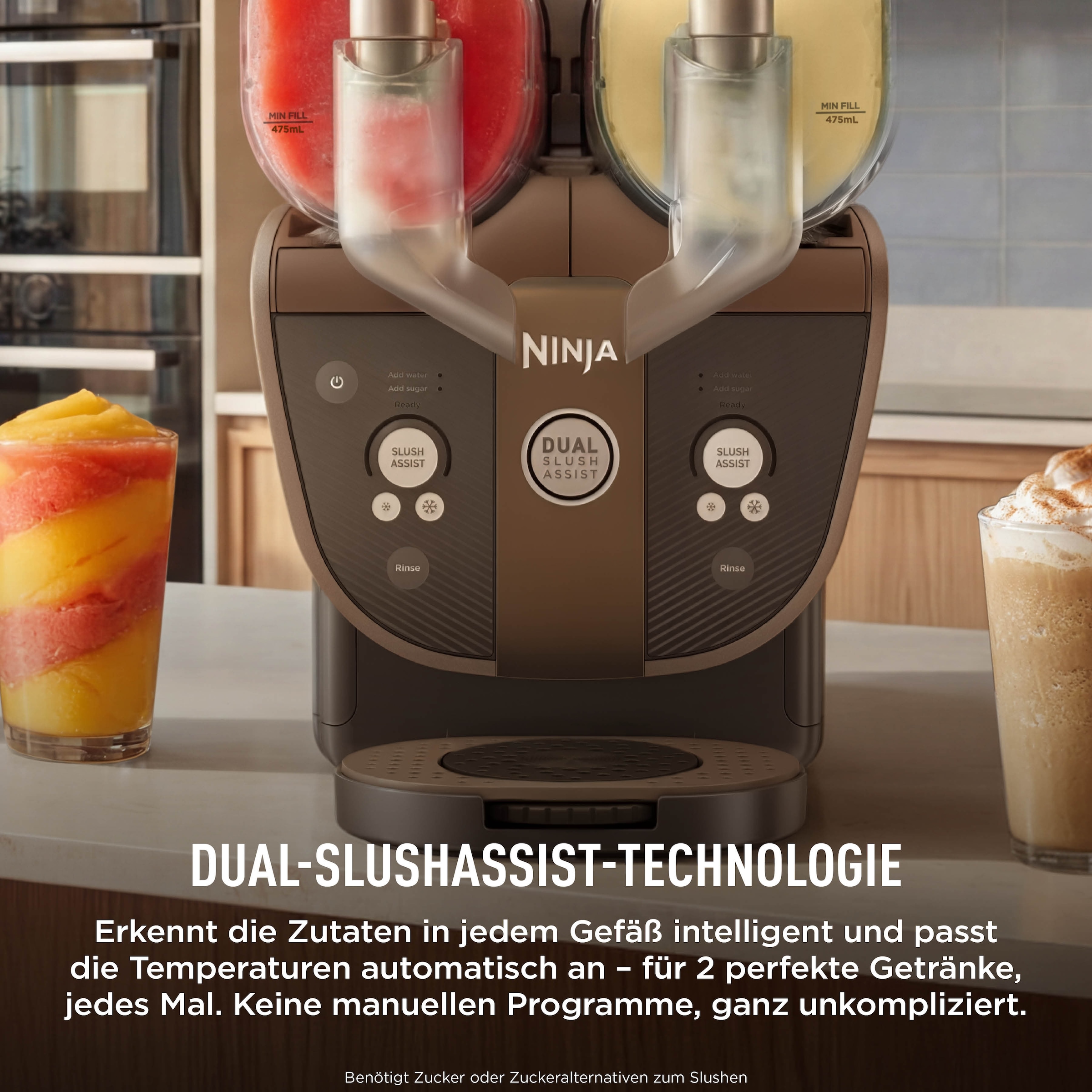 NINJA Slush-Eismaschine »SLUSHi Twist, 2-in-1 SLUSHi Maschine, Dual-SlushAssist-Technologie« 1,42 l 500 W 2 Behälter für gleichzeitige Zubereitung von zwei Geschmacksrichtungen