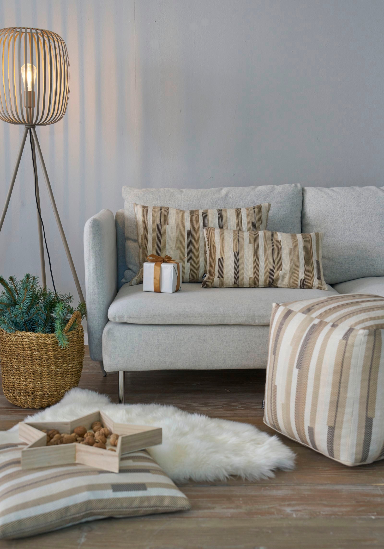 H.O.C.K. Dekokissen »Espen« Streifen, gemustert, inkl. Füllung, Bezug mit Reißverschluss abnehmbar