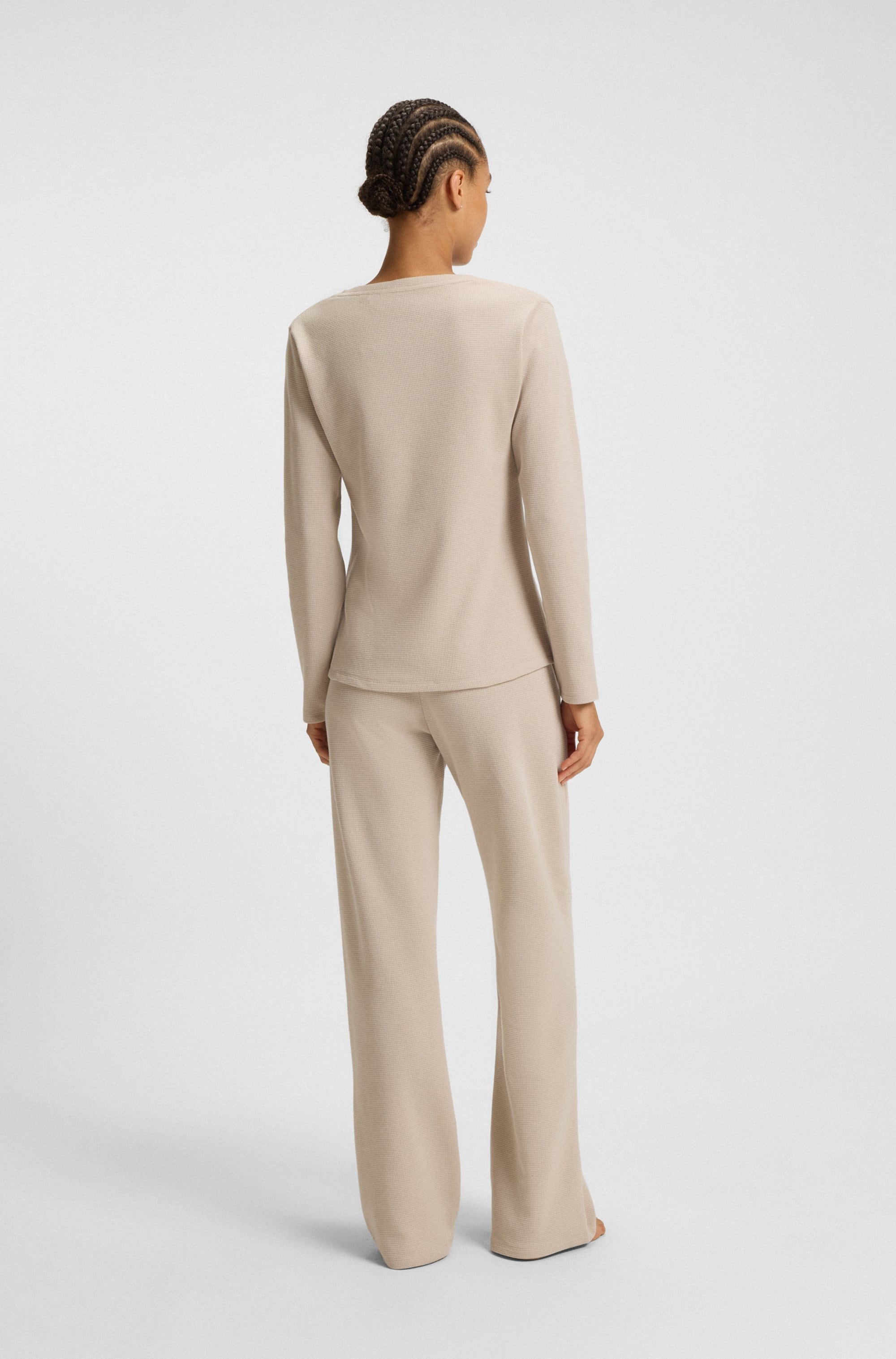 BOSS Langarmshirt »Waffle« Schlaf-Top, Waffelstruktur, aus Baumwollmix