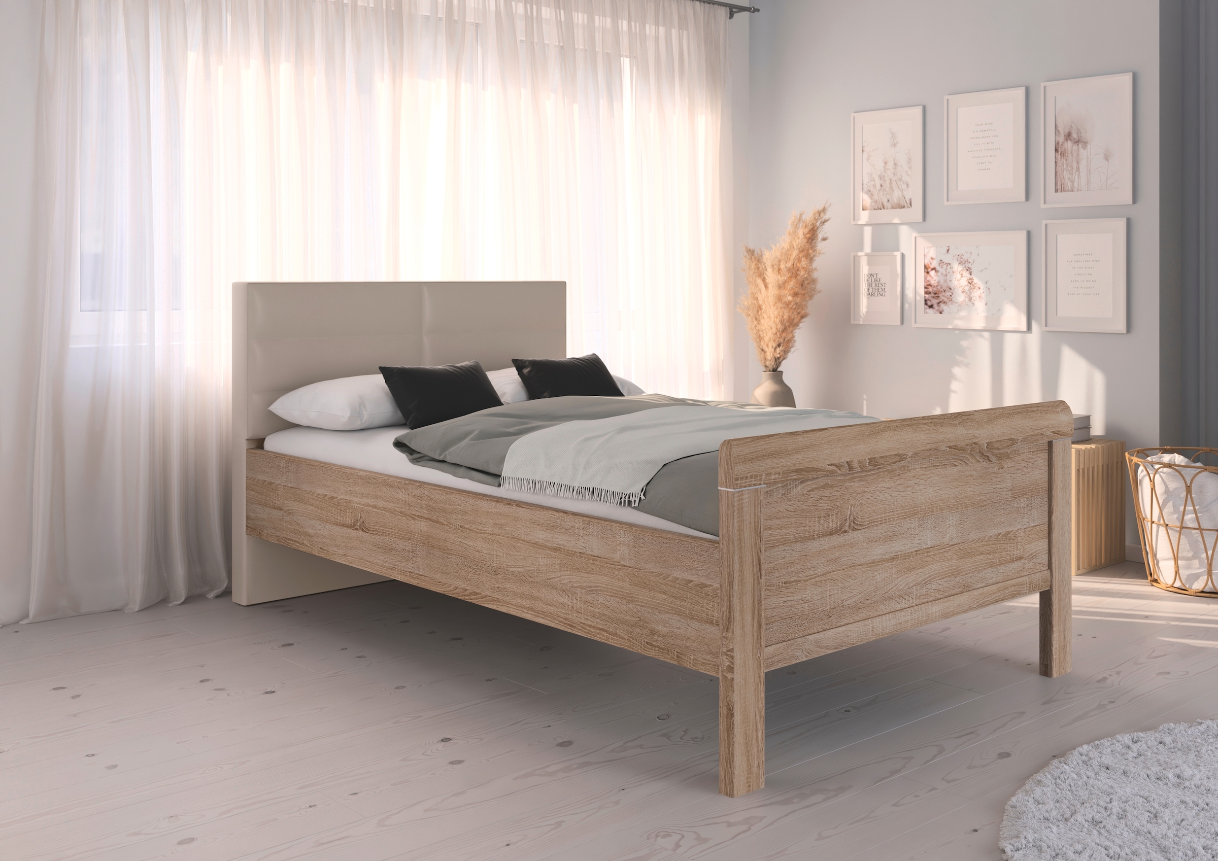 rauch Bett »Bett Einzelbett Stollenbett EVELYN«, in Komforthöhe mit Polsterkopfteil in elegantem Stil MADE IN GERMANY