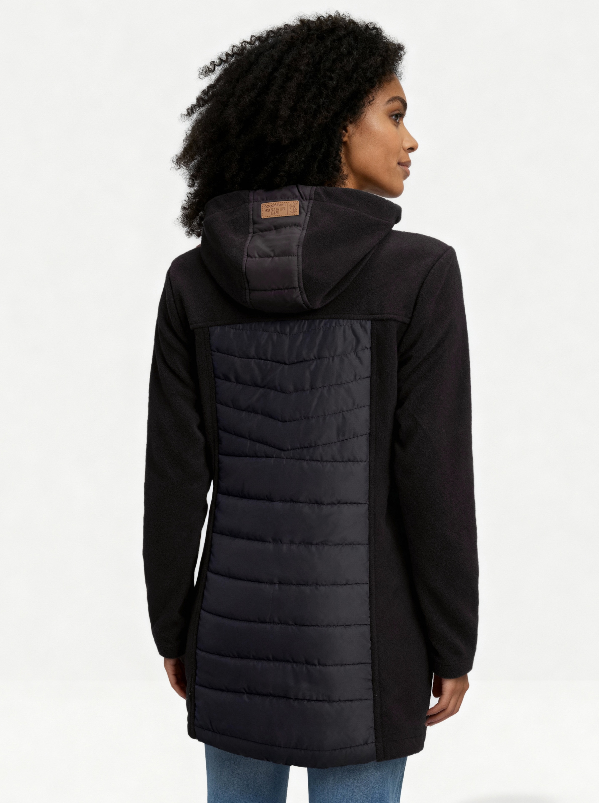 KangaROOS Langjacke mit Kapuze Hybridjacke - Fleecejacke mit wattierten Bereichen