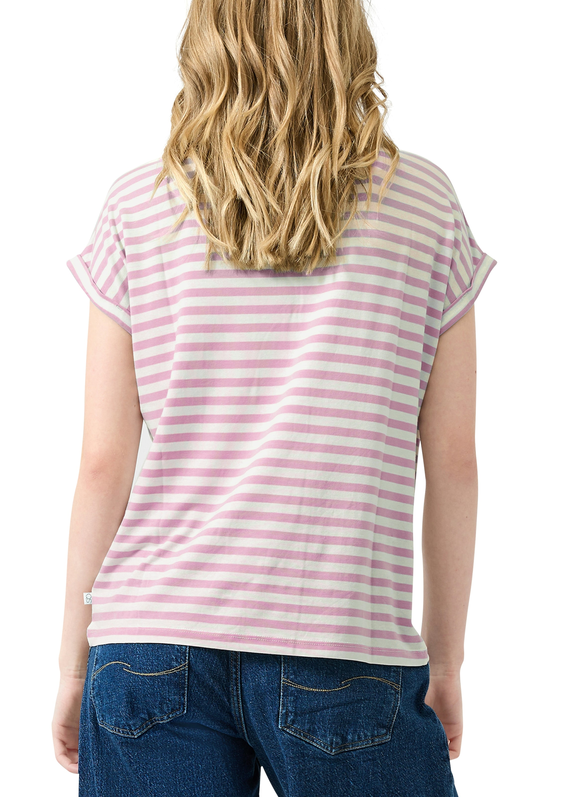 QS Kurzarmshirt im Streifen-Design
