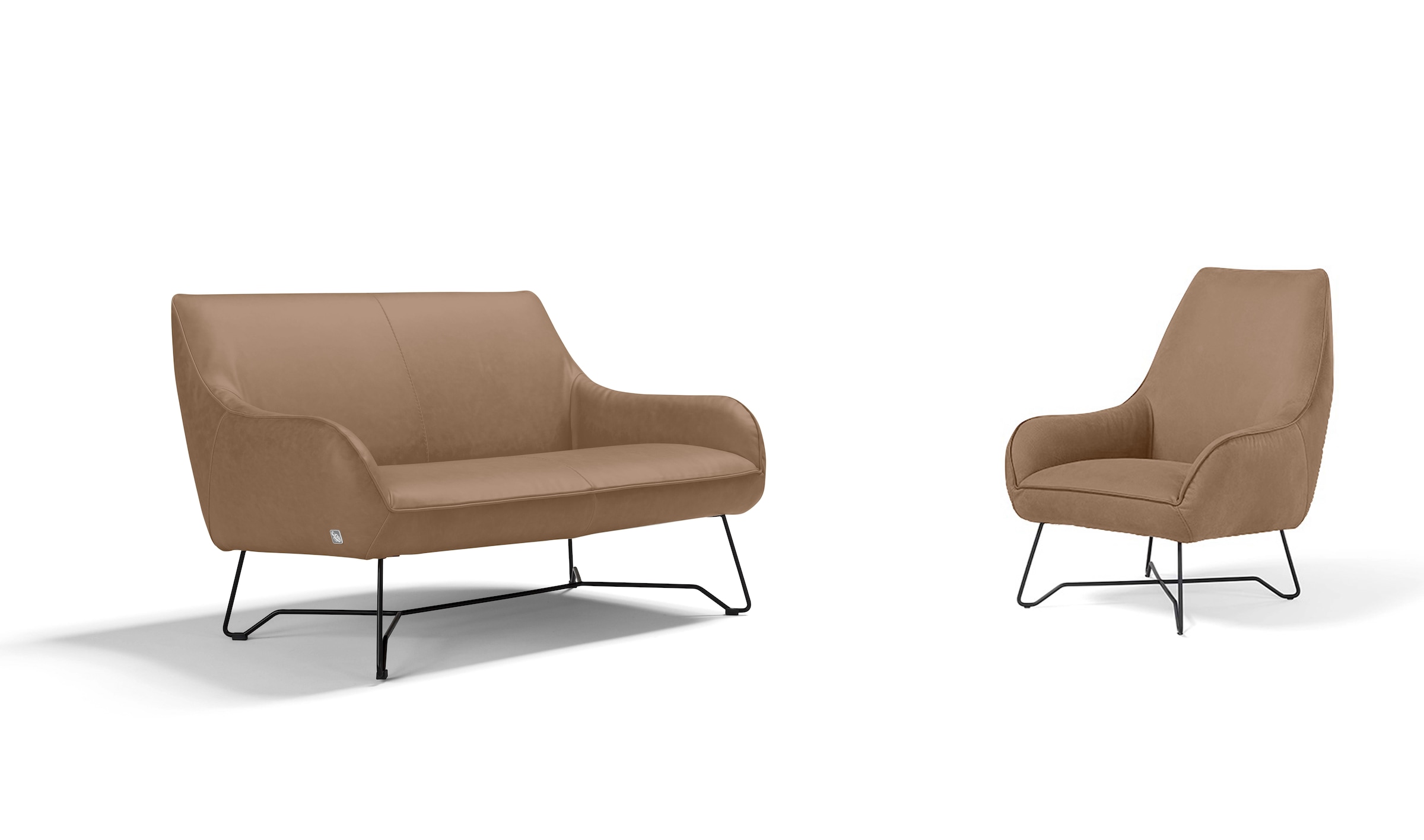 Egoitaliano Polstergarnitur »Namy, Designobjekt mit hohem Sitzkomfort und toller Detailverarbeitung«, Set aus 2-Sitzer und Sessel, edles Metallgestell