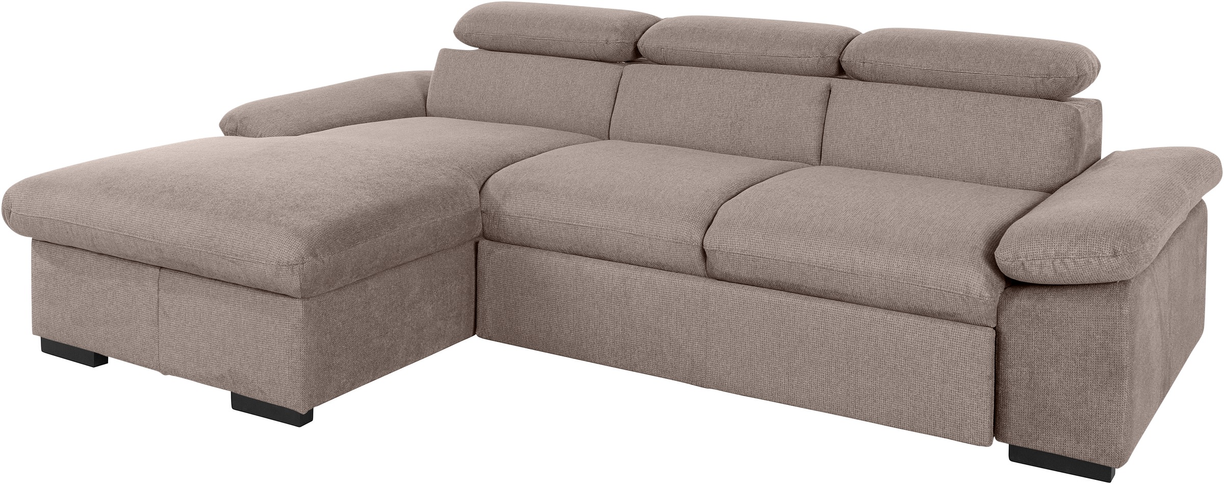 COTTA Ecksofa »Lola L-Form mit Kopfteilfunktion & Hocker«, (Set, mit Hocker), wahlweise mit Bettfunktion, Bettkasten & Armteilverstellung