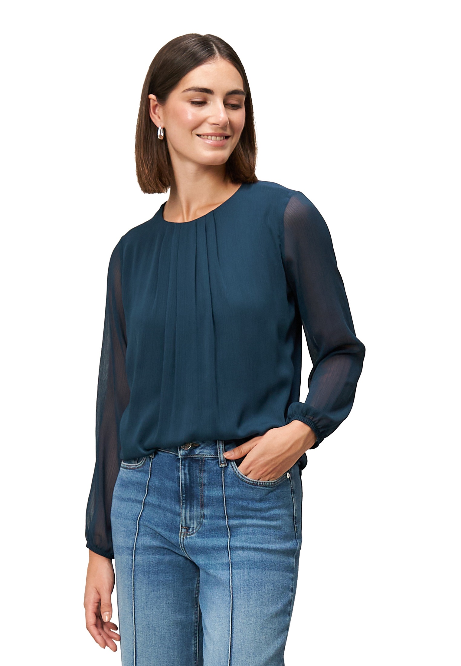 Zero Klassische Bluse »Blusenshirt mit transparenten Ärmeln«