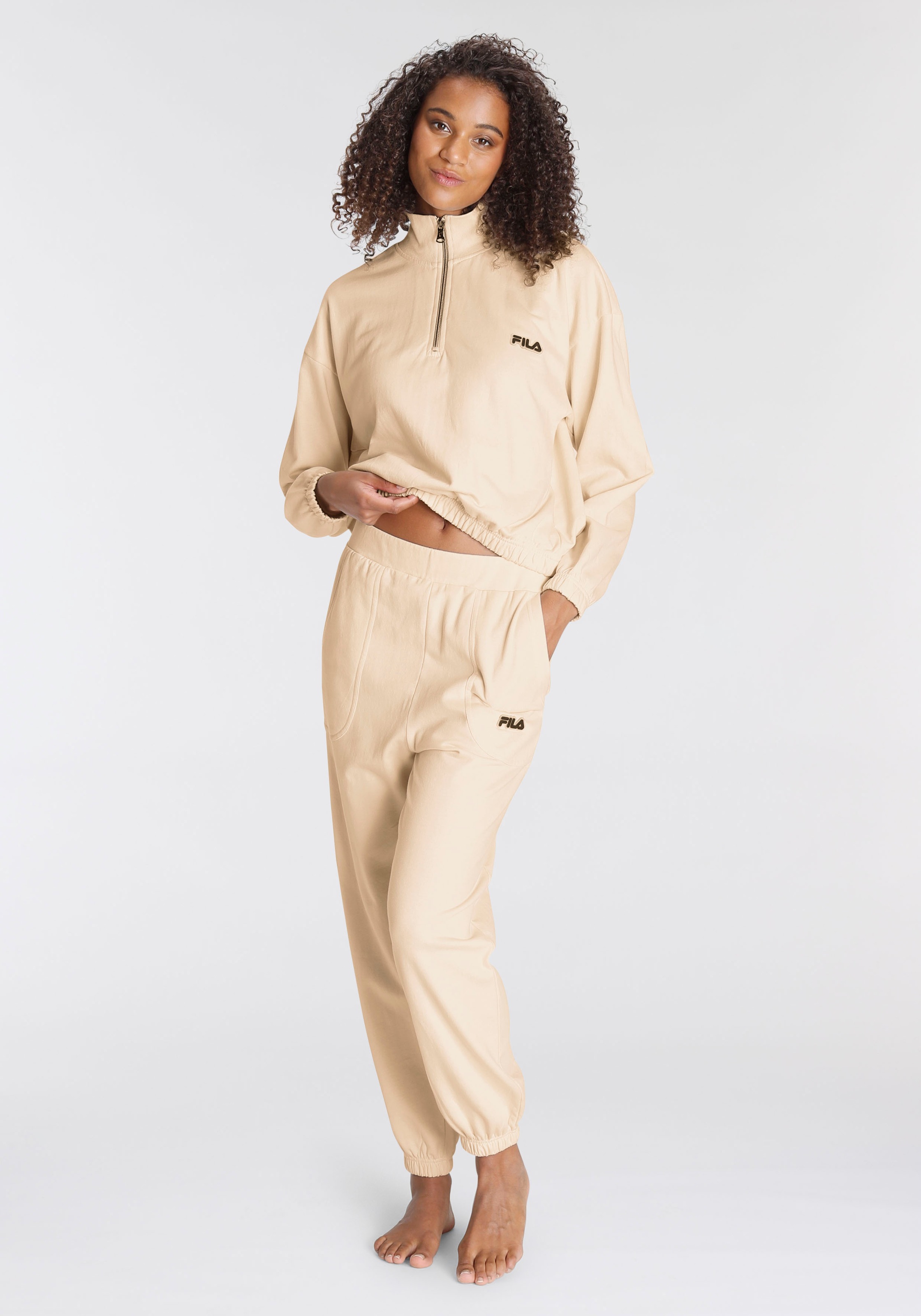 Fila Damen Pyjama Set in beige, Größe XS
