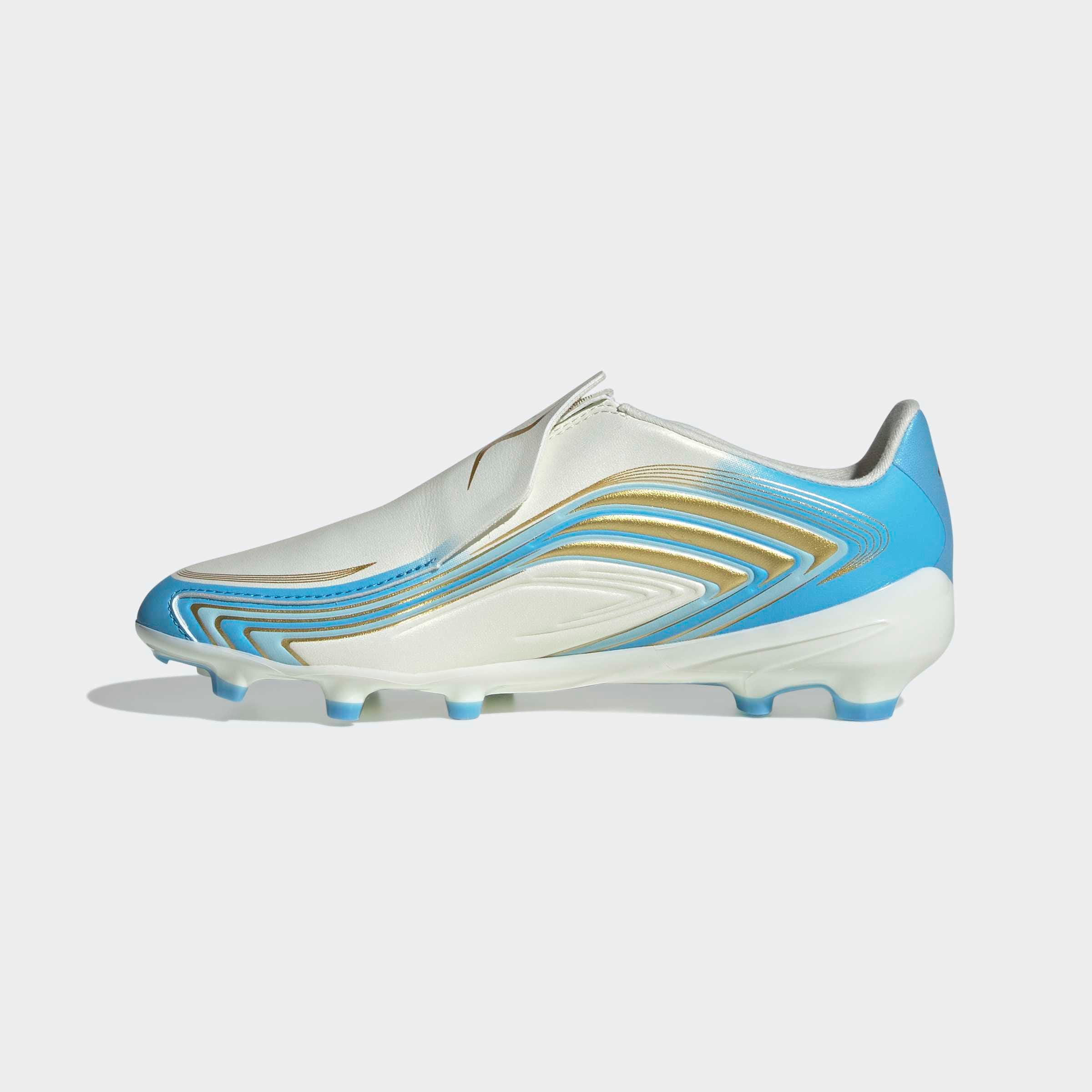 adidas Performance Fußballschuh »F50 MESSI LEAGUE KIDS , FESTE BÖDEN, OHNE SCHNÜRSENKEL«  Außensohle für Rasen und feste Böden, für Jugendliche & Kinder