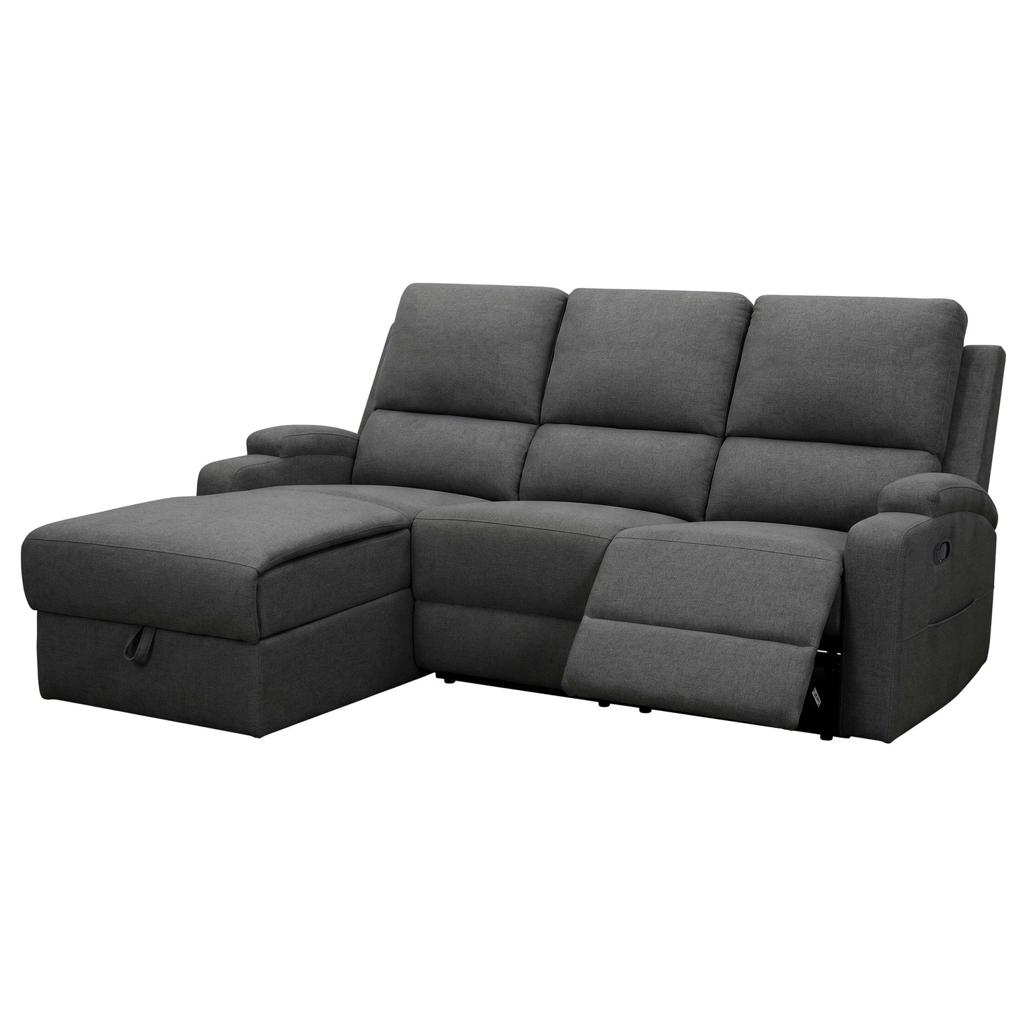 OTTO home Ecksofa »NAPORI Struktur-Bezug, L-Form, 210cm, man./elektr. Relaxfunktion« USB-A bei elektr. Variante, Staukasten, Seitentaschen u. Federkern