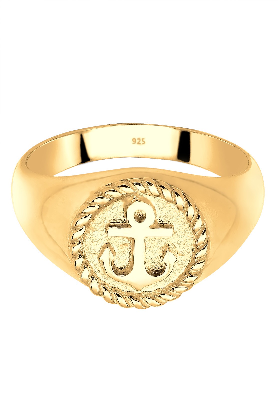 Elli Silberring »Ring Elli Ring Maritim Anker Siegelring 925 Silber vergoldet«