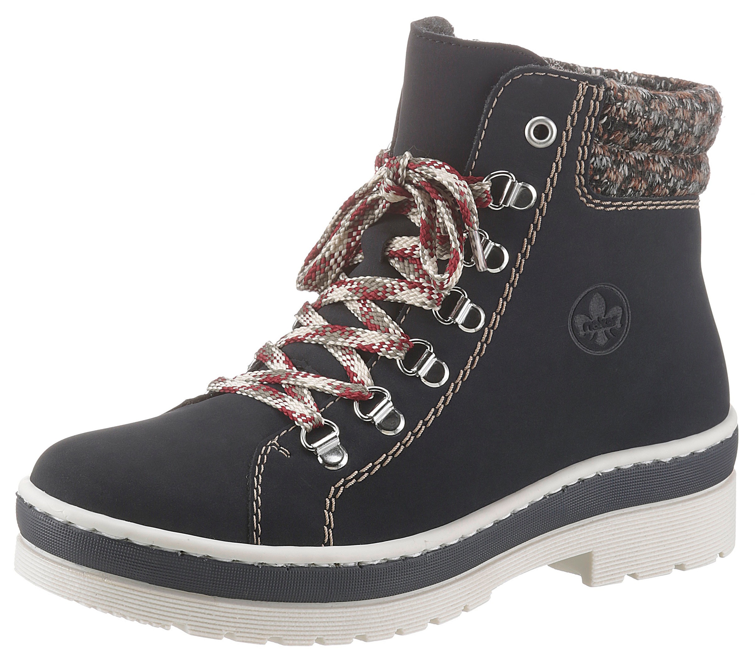 Rieker Schnürboots, mit Schaftrand in Strickoptik