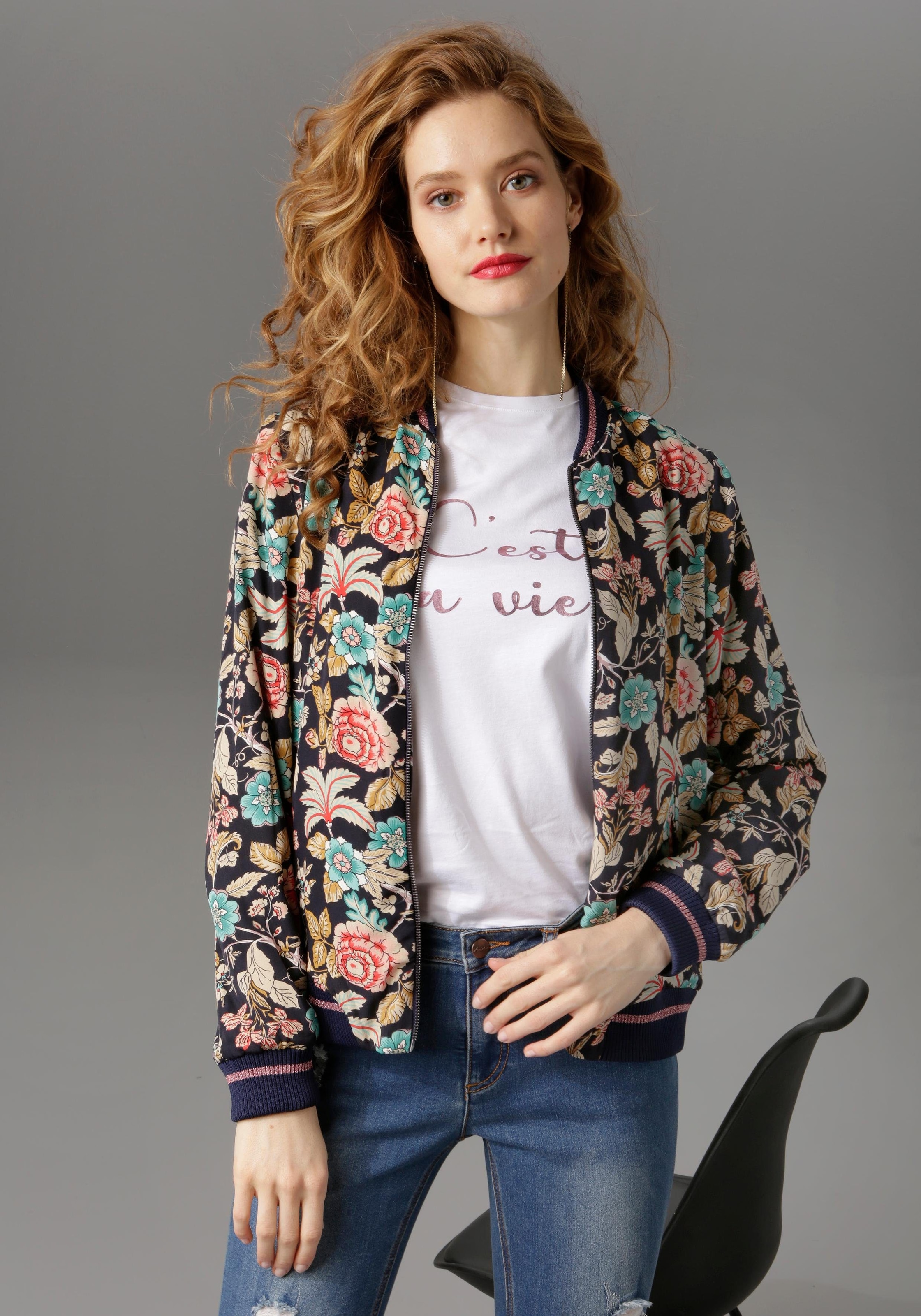 Blouson, mit Blumendruck